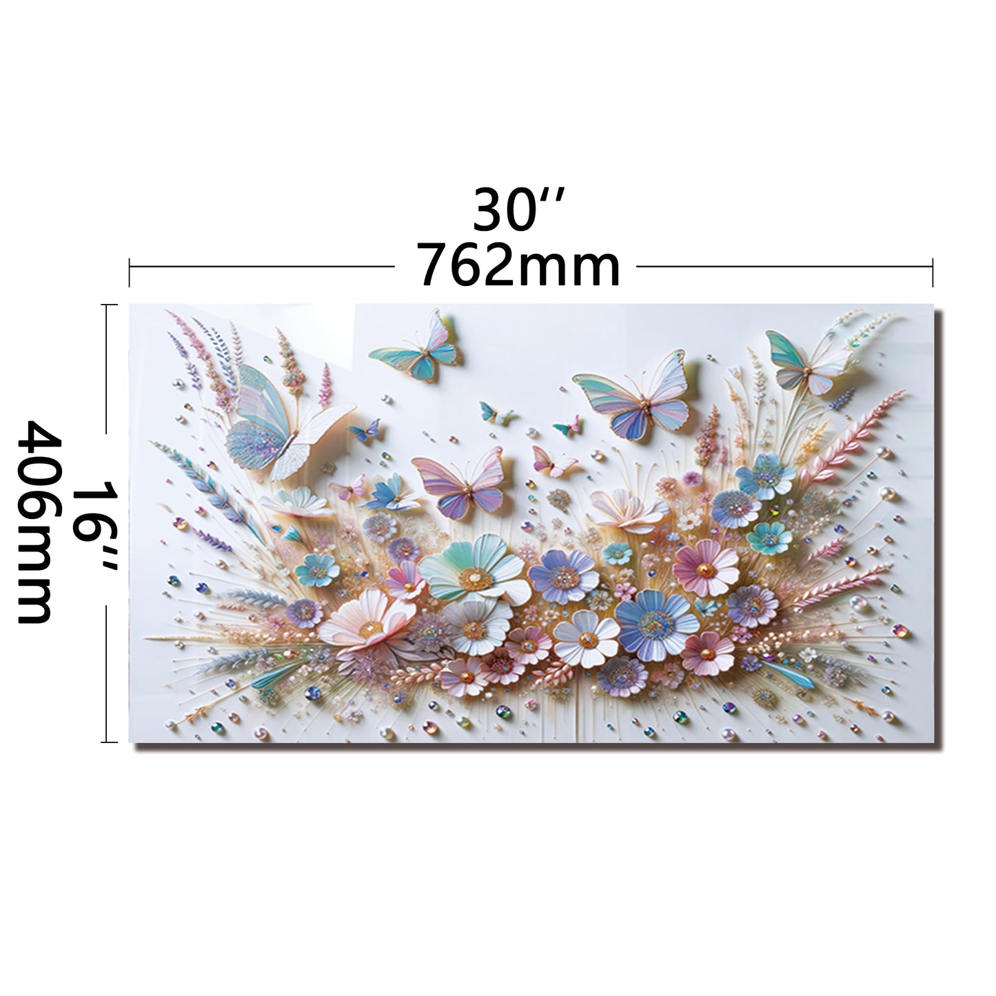 DAIFURONGE Tempered Glass Backsplash for Kitchen, Butterfly Flower Design Stove Backsplash Panel, Easy to Clean, Wall Decor, Art Deco 1, 30"x16"(76.2x40.64cm)