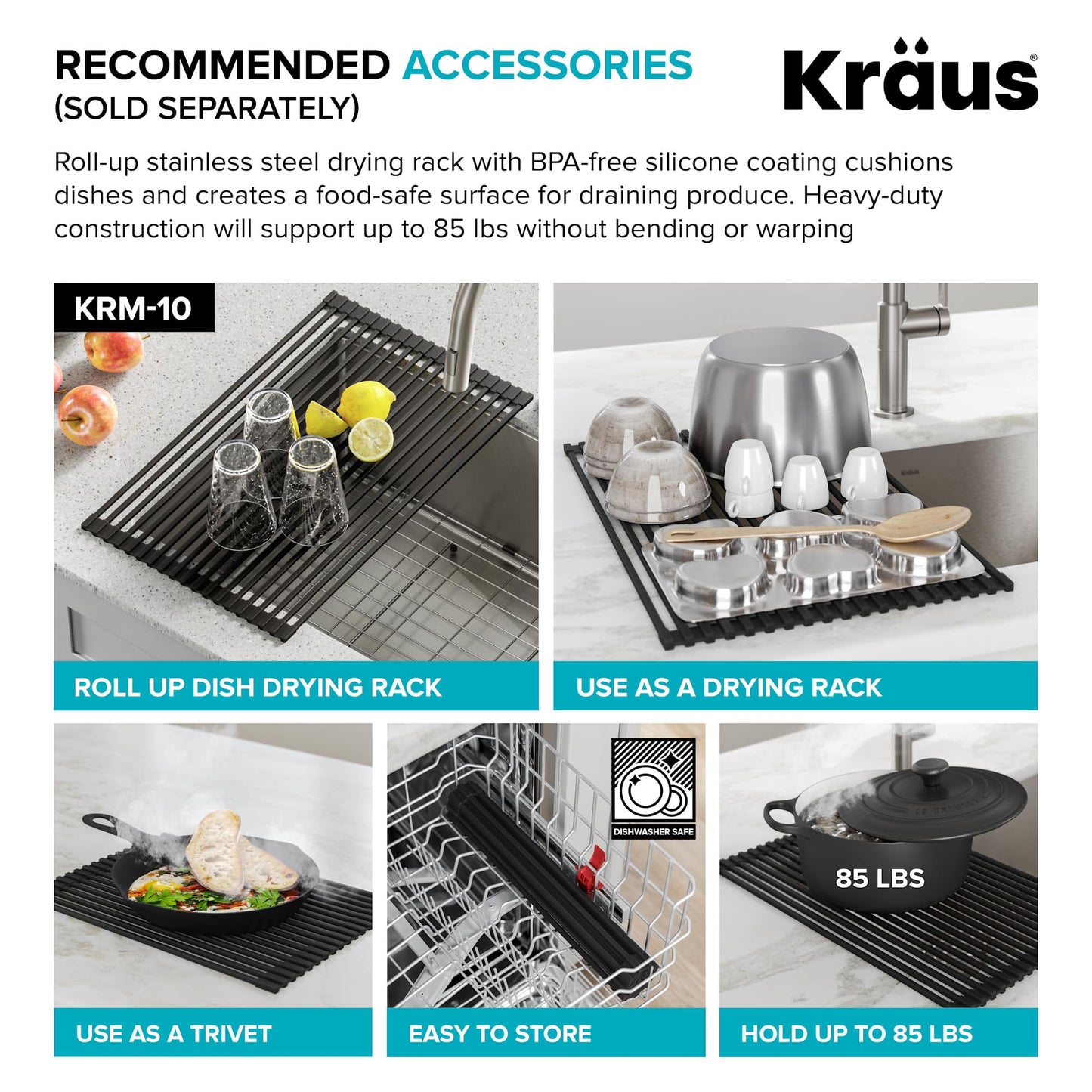 KRAUS Dex 33-inch Undermount 16 Gauge Stainless Steel Double Bowl Kitchen Sink, KA1UD33B