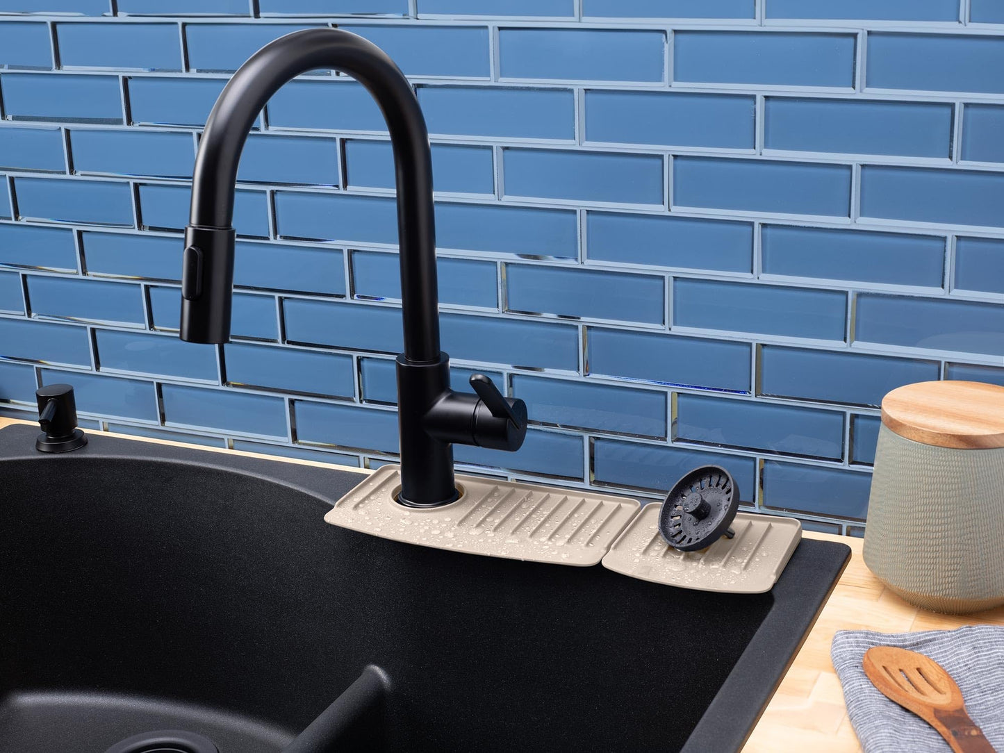 WeatherTech FaucetMat Duo - Protect Your Kitchen & Bathroom Countertops - Tan/Sand