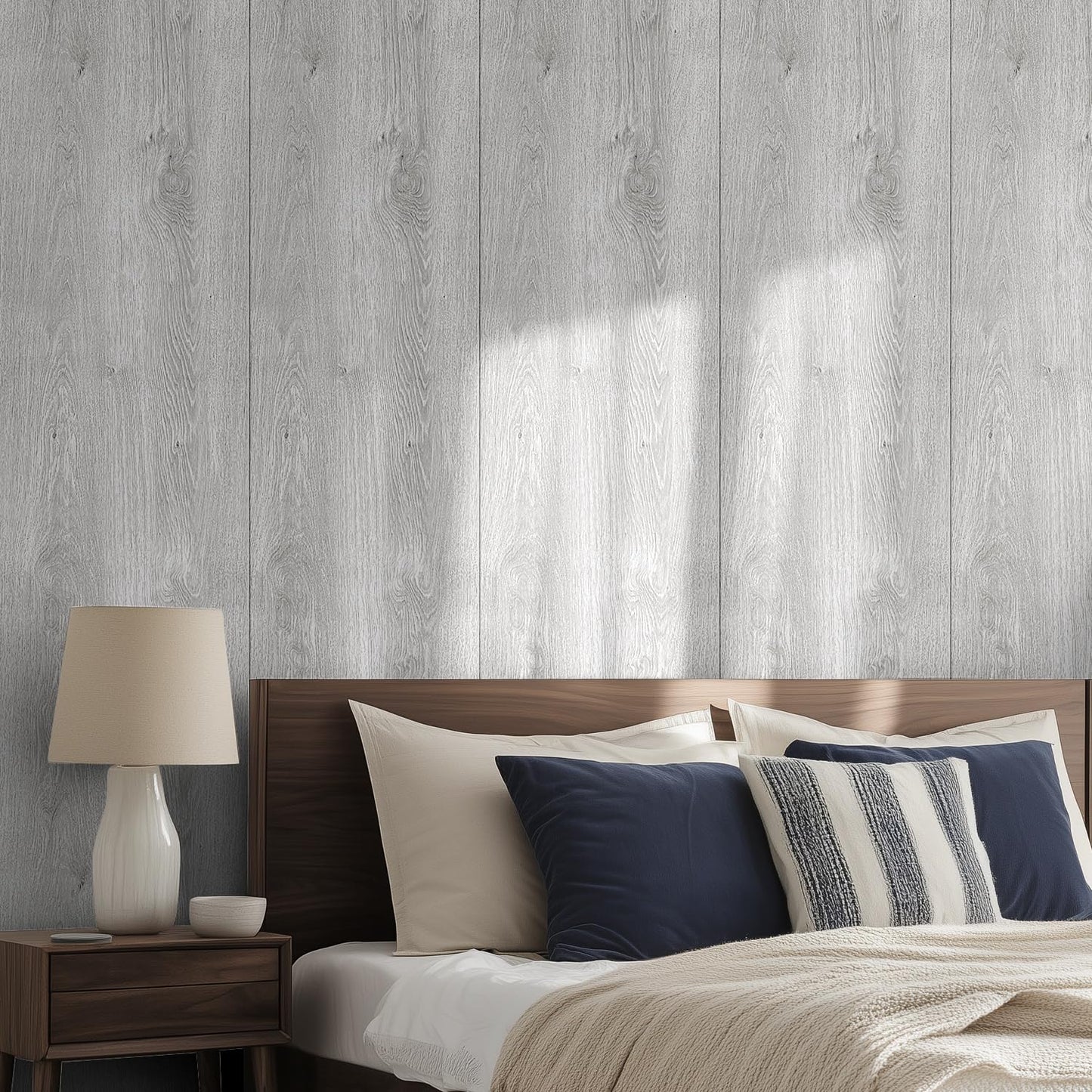 Luxury Thicken Wood Grain Peel and Stick Floor Tiles Self-Adhesive Vinyl Flooring Roll-DIY Easy for Wall and Floor,Hard Surface/Waterproof/Anti Slip (Light Gray Vinyl Flooring, 17.72 "W x 393.7" L)