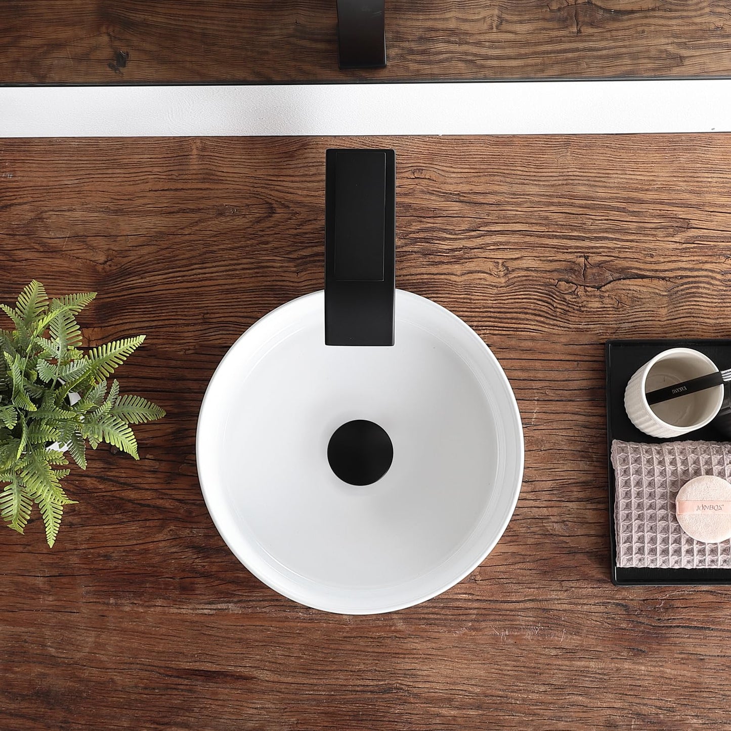 KDKSC Small Bathroom Vessel Sink 12"x12" Round Bathroom Sink White Ceramic Bathroom Sinks Modern Above Counter Art Basin