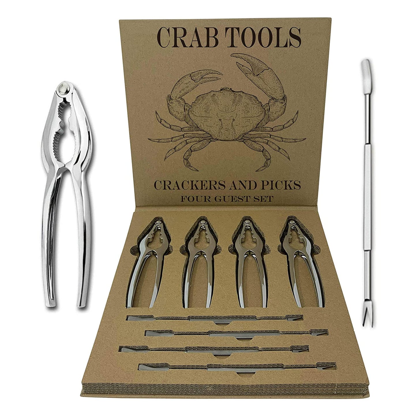 Crab Leg Crackers and Picks, Set of 4 Easy-to-Use Lobster Crackers & Stainless Steel Lobster Picks, Crab Crackers and Tools, Seafood Tool Kit by Smedley & York
