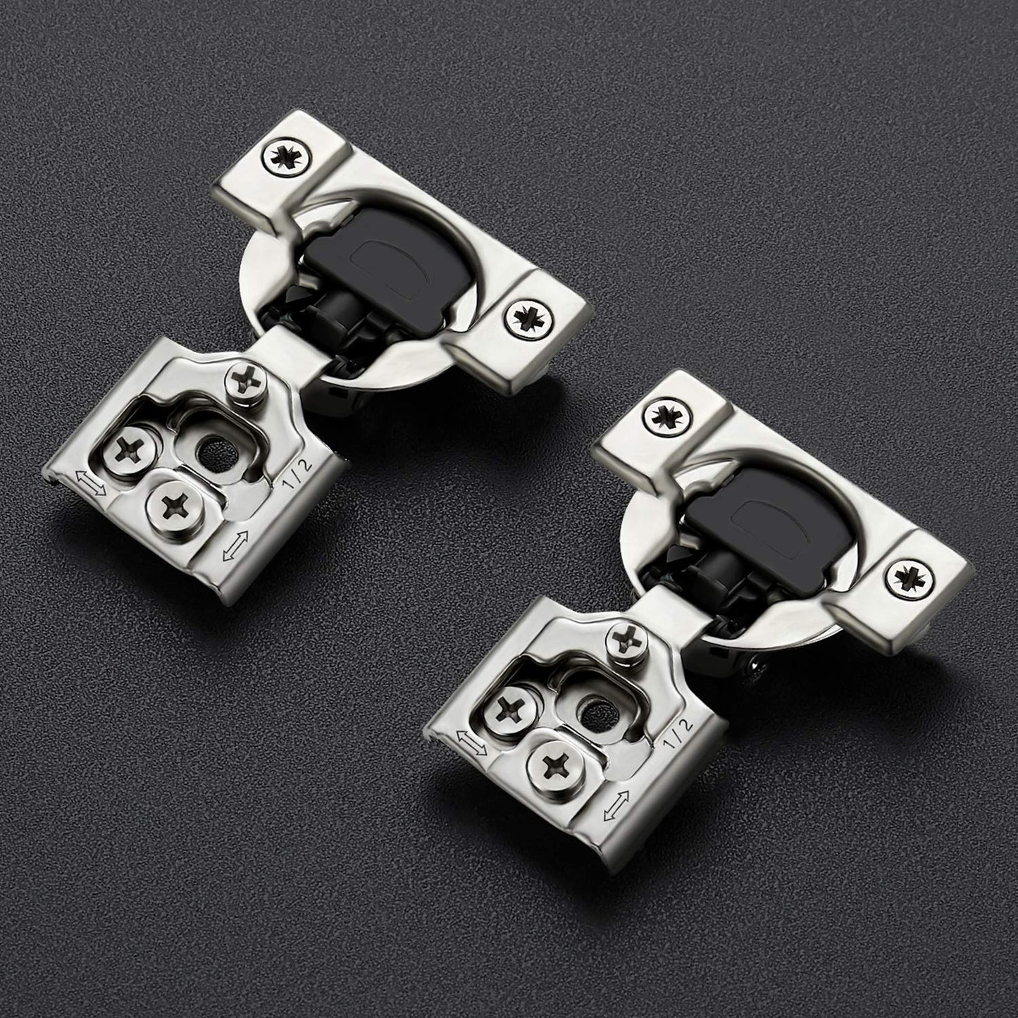 Ravinte 50 Pack 25 Pair 1/2 inch Overlay Soft Close Kitchen Cabinet Hinges Stainless Steel Adjustable Kitchen Hinges Satin Nickel Cabinet Hardware