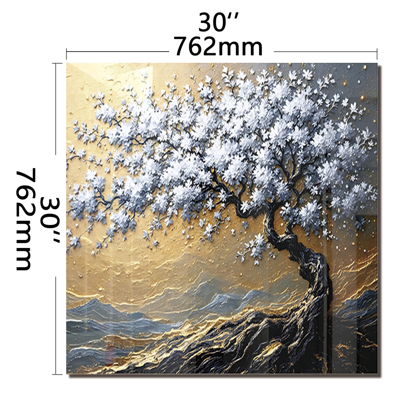 DAIFURONGE Tempered Glass Backsplash for Kitchen, Tree of Life Art Stove Backsplash Protector - Easy to Clean Wall Decor (Art Deco 4, 30"x30"(76.2x76.2cm))