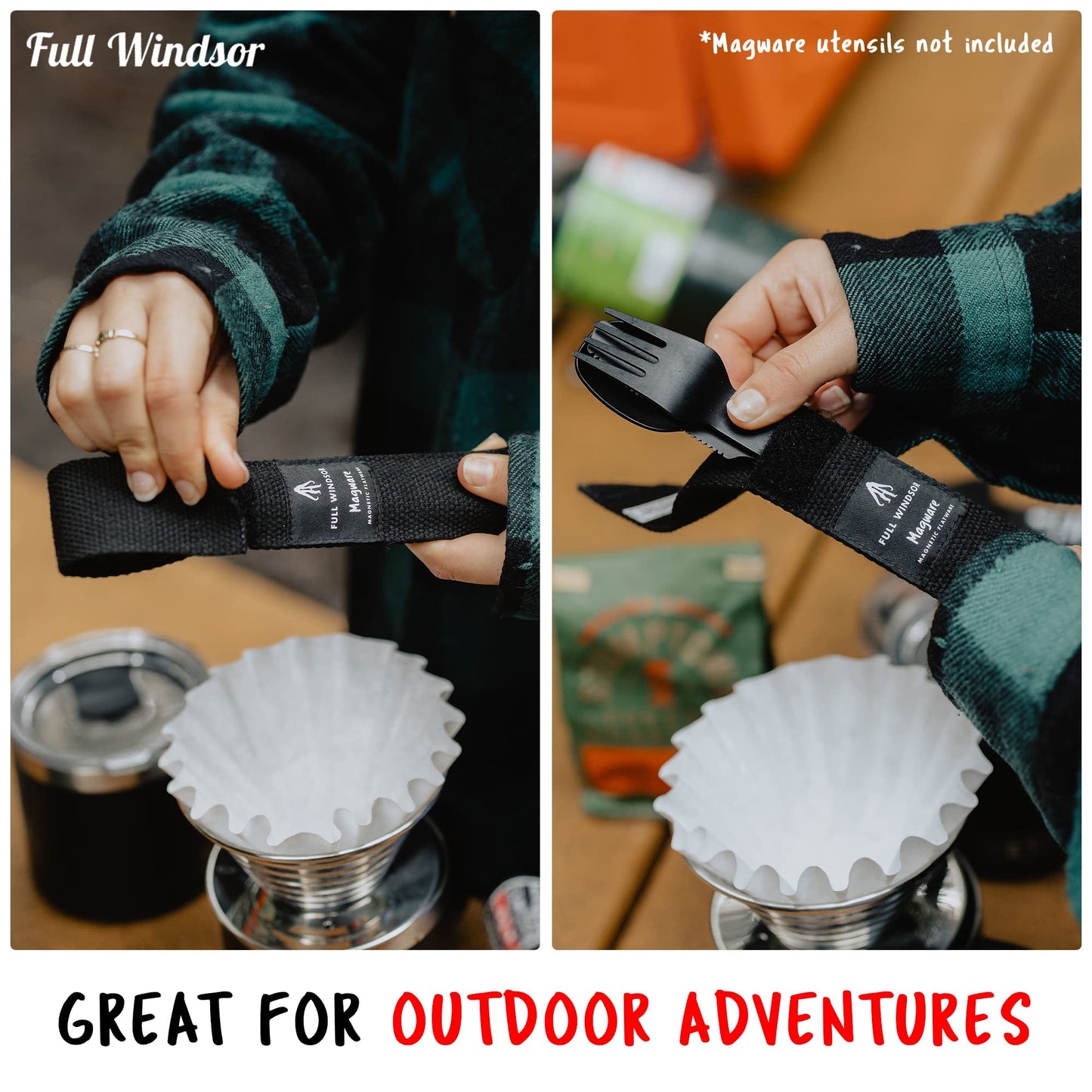 Full Windsor Magware Single Set Pouch - Travel & Camping Utensils Pouch - Reusable, Foldable, Portable, Pocket-Sized Cutlery Set Case for Fork, Knife, Spoon, Chopsticks - For Lunch Box Silverware Set
