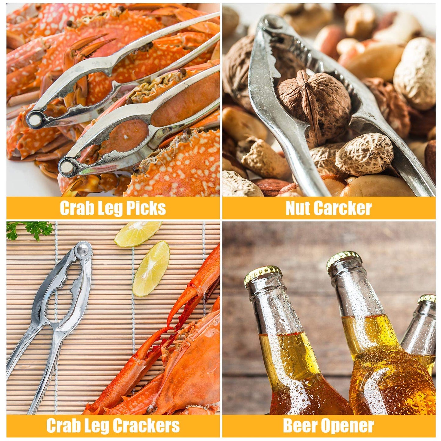 52 Pcs Crab Crackers and Tools, Crab Crackers Sets, Lobster Cracker, Heavy Duty Seafood Tools, Nut Cracker Set