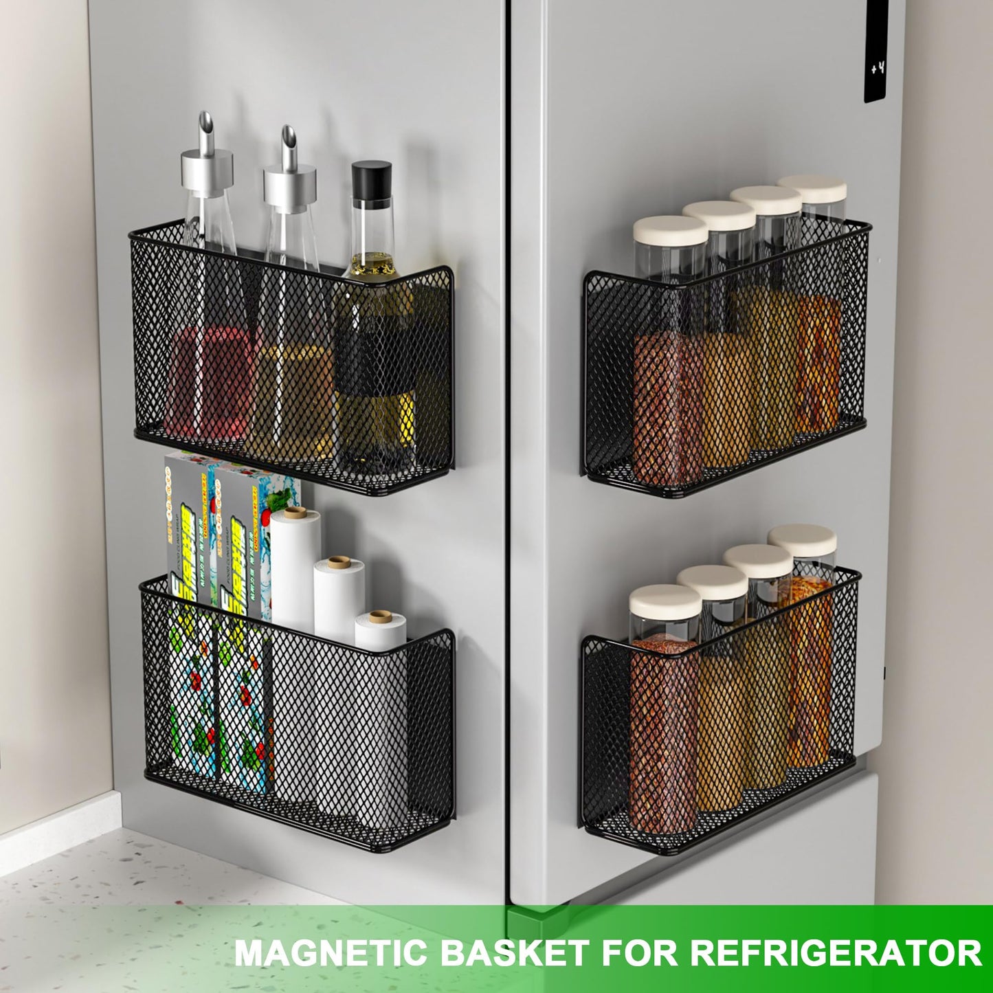 LIFEFAN Magnetic Baskets Shelf Bins Organizer Holder Storage Rack Containers for Fridge, Whiteboard, Locker - Home Kitchen Laundry Office School