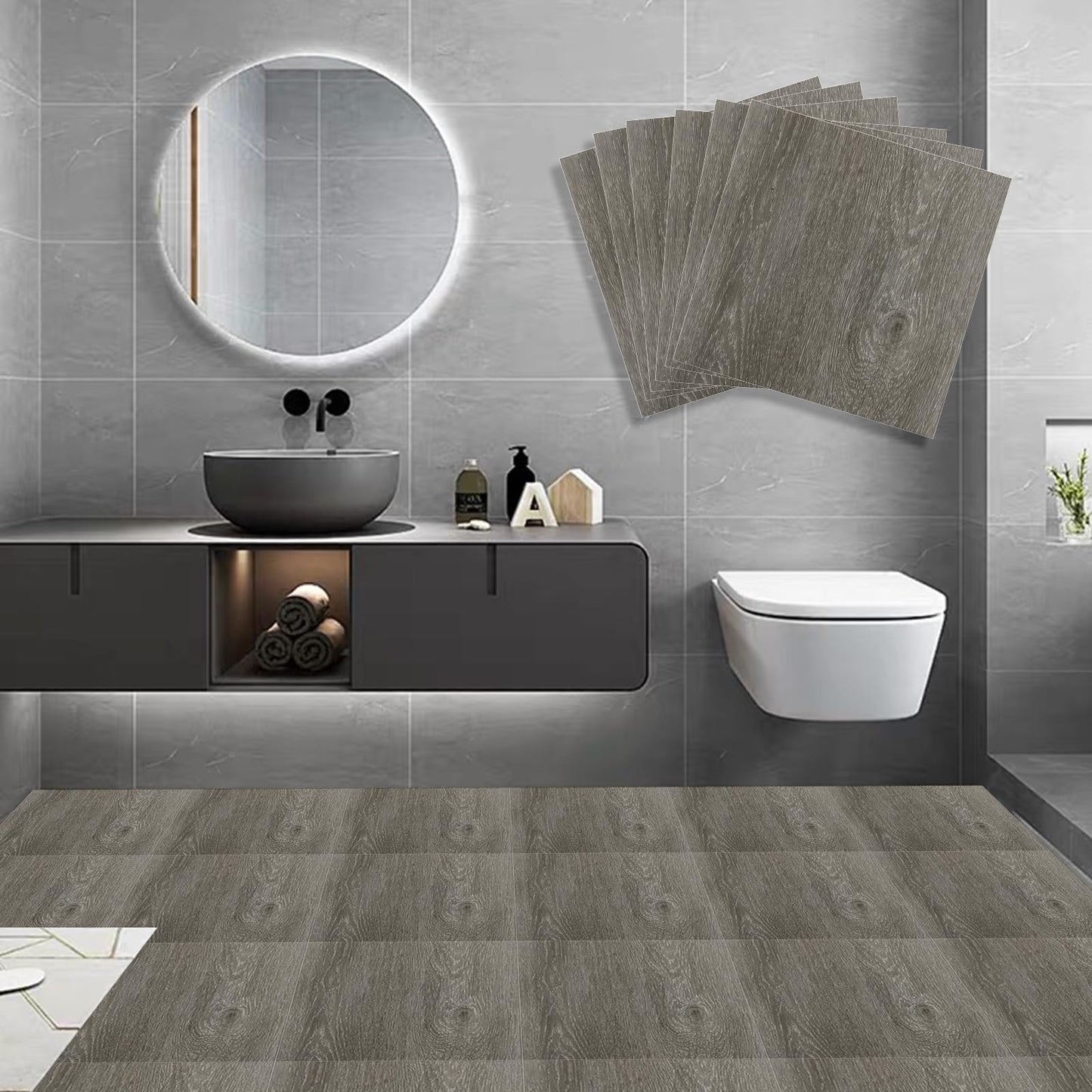 LISHINE 40 Pack Peel and Stick Floor Tile 12 x 12 Inch Vinyl Floor Tiles Self Adhesive Waterproof Vinyl Flooring Peel and Stick for Kitchen, Dining Room, Bathroom, Cover 40 Sq. Ft