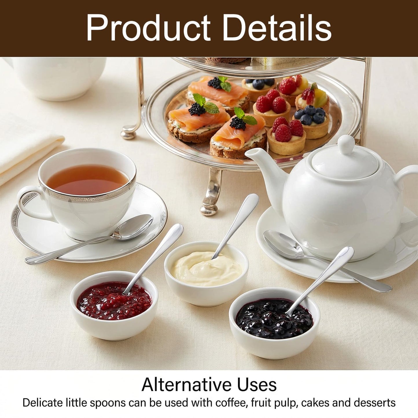80 Pcs Demitasse Spoons Espresso Spoon Stainless Steel Bulk, 4.33'' Small Mini Coffee Tasting Dessert Spoons for Kitchen, Tea, Appetizer, Cocktail Stirring (Classic Silver Style)