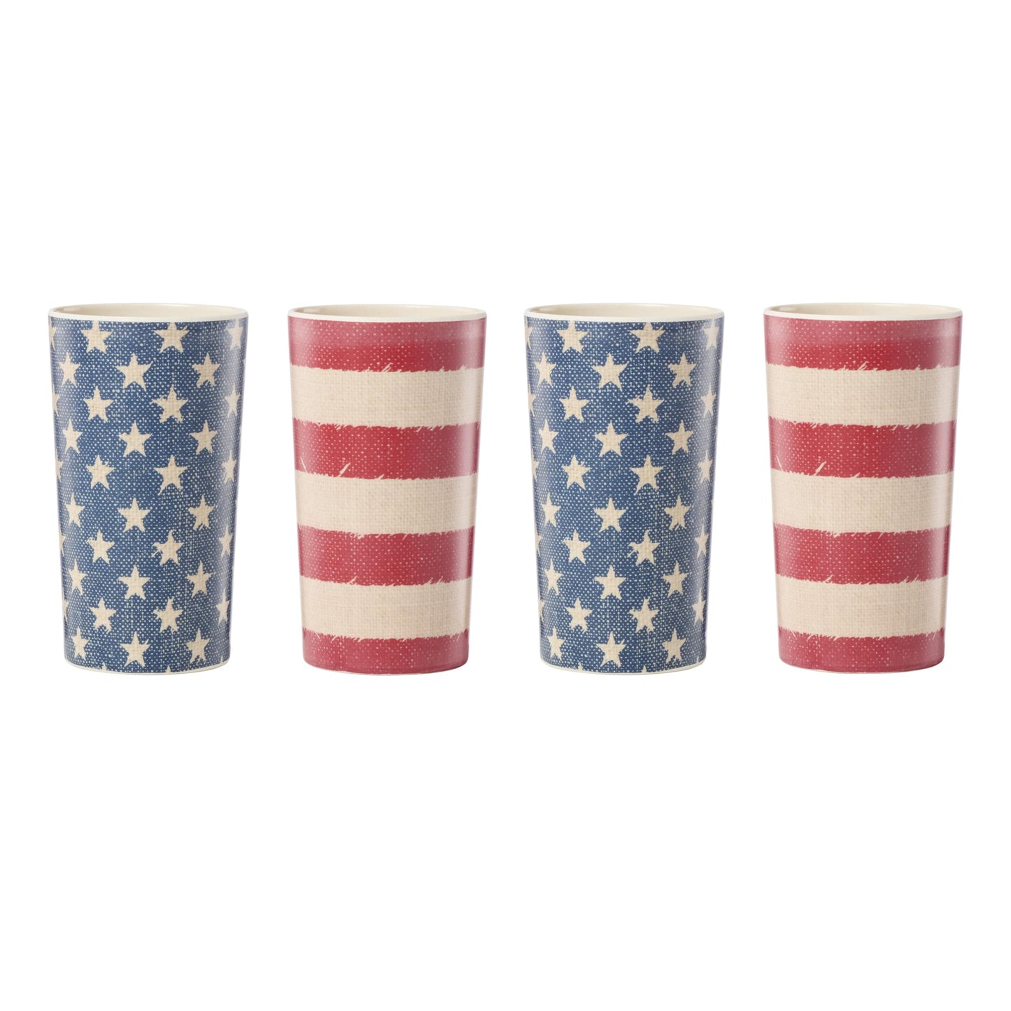 Oneida Drinking Glasses, Vintage Americana Tumblers, Set of 4, 16-Oz, Dishwasher Safe, Melamine Plastic Cups, USA, American Flag, 4th Of July, Dad Birthday Gifts, Tumbler Cup Set (Americana, 4 Piece)