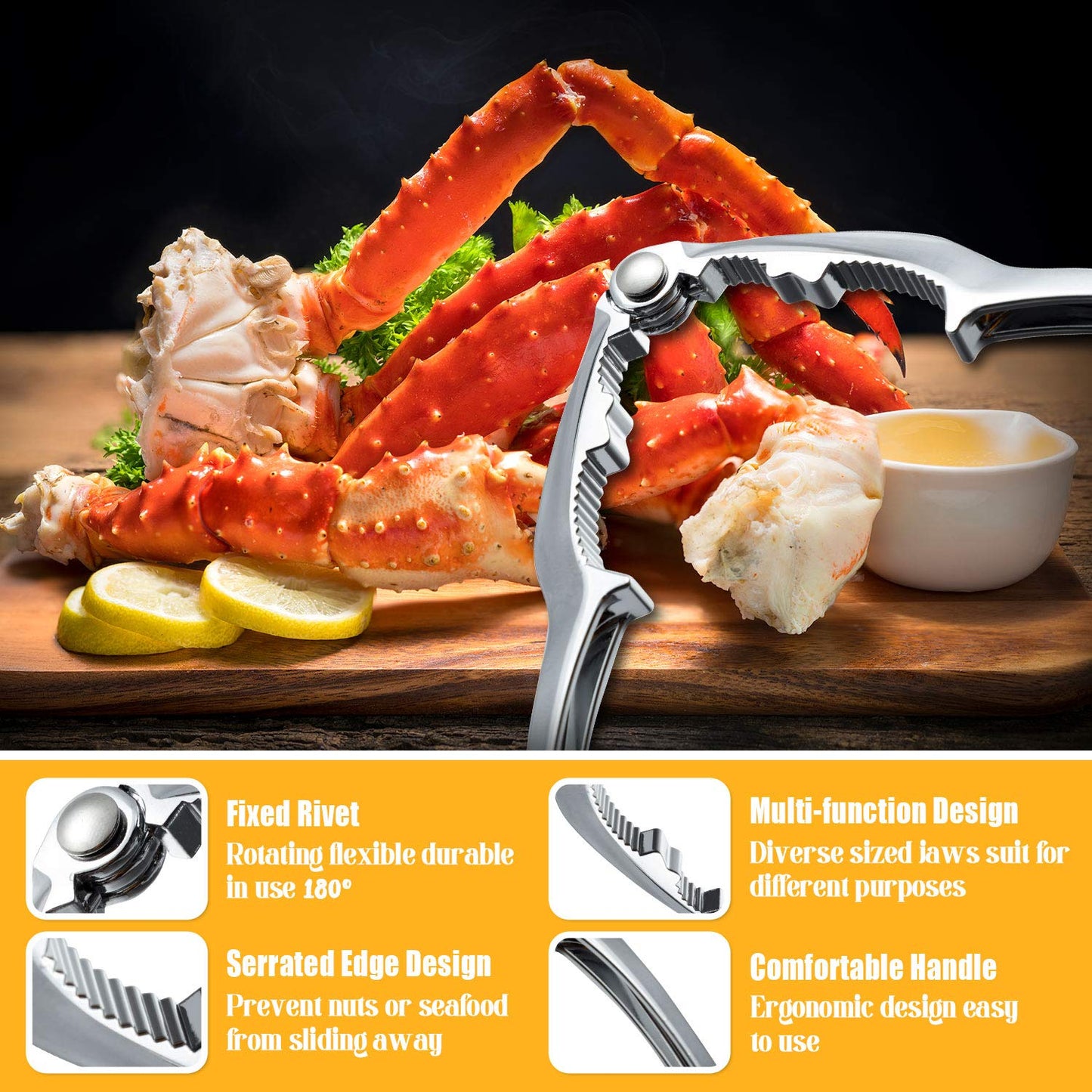 52 Pcs Crab Crackers and Tools, Crab Crackers Sets, Lobster Cracker, Heavy Duty Seafood Tools, Nut Cracker Set