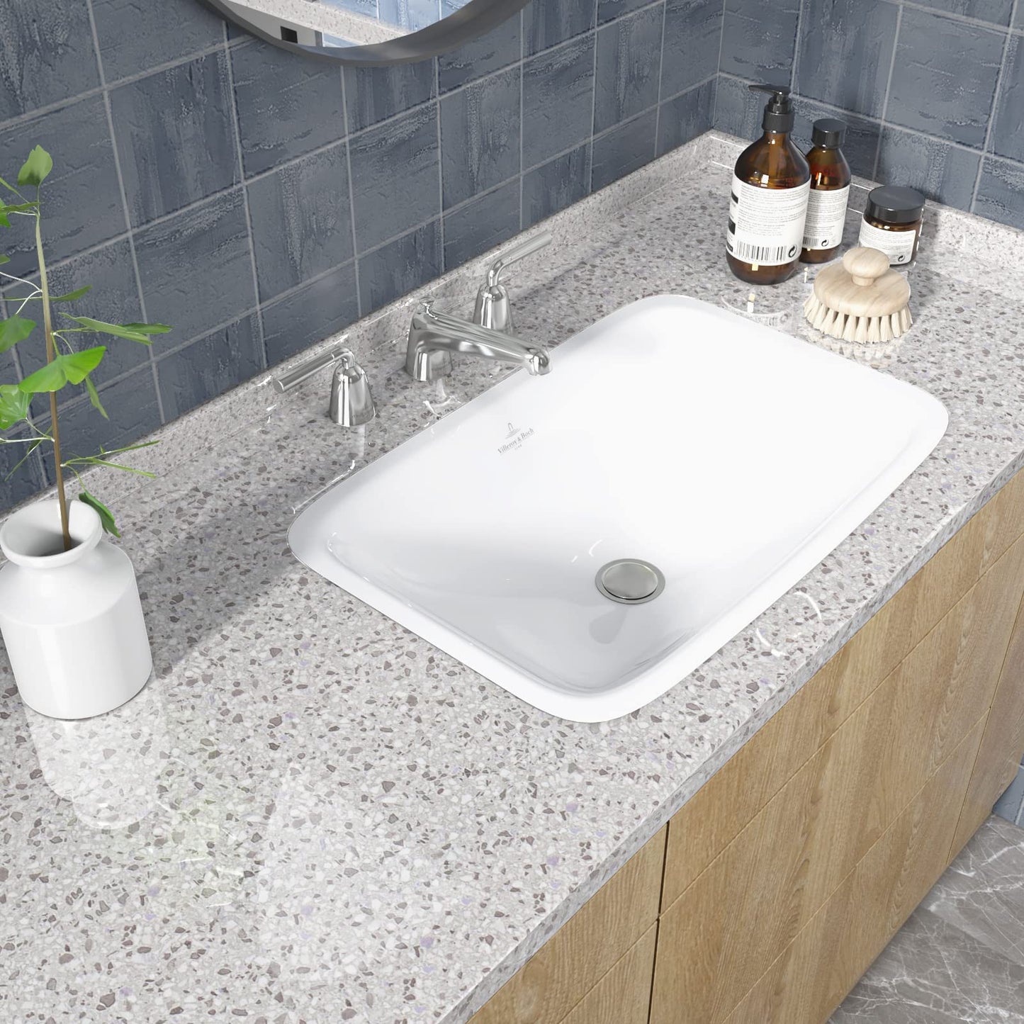 FunStick 24"x200" Granite Contact Paper for Countertops Waterproof Grey Granite Peel and Stick Countertops for Kitchen Bathroom Marble Wallpaper for Table Cabinets Adhesive Vinyl Removable Wall Paper