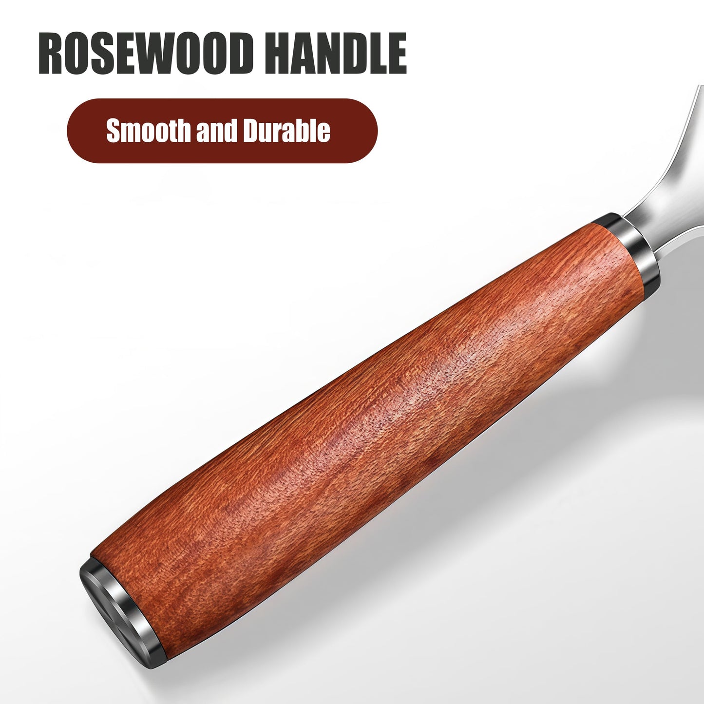 Stainless Steel Rice Paddle with Rosewood Handle, Stand Up Design, Non Stick Head