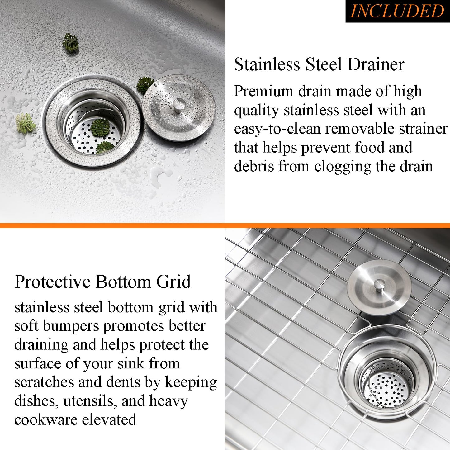 31 Inch Undermount Kitchen Sink Stainless Steel-Bokaiya 31x18 Stainless Steel Kitchen Sink Single Bowl 16 Gauge Large Corner Under Mount Sinks with Dish Grid