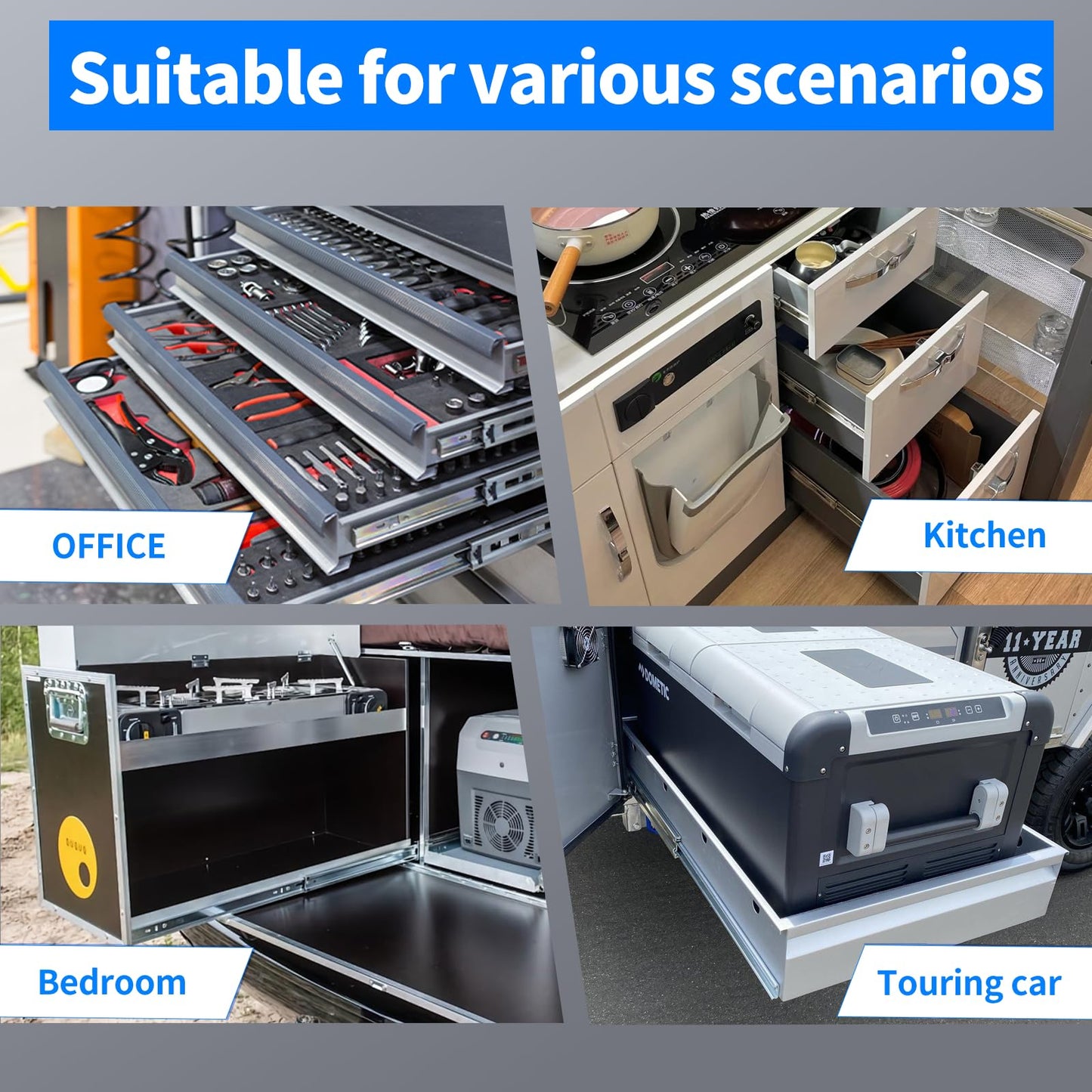 SLIDEWAY 260 Lbs Heavy Duty Drawer Slides 1 Pair 8 10 12 14 16 18 20 24 26 30 32 40 Inch Full Extension Ball Bearing Sliding Rails Cabinet Runners Tracks Tool Box Glides (53mm Wide)-10"