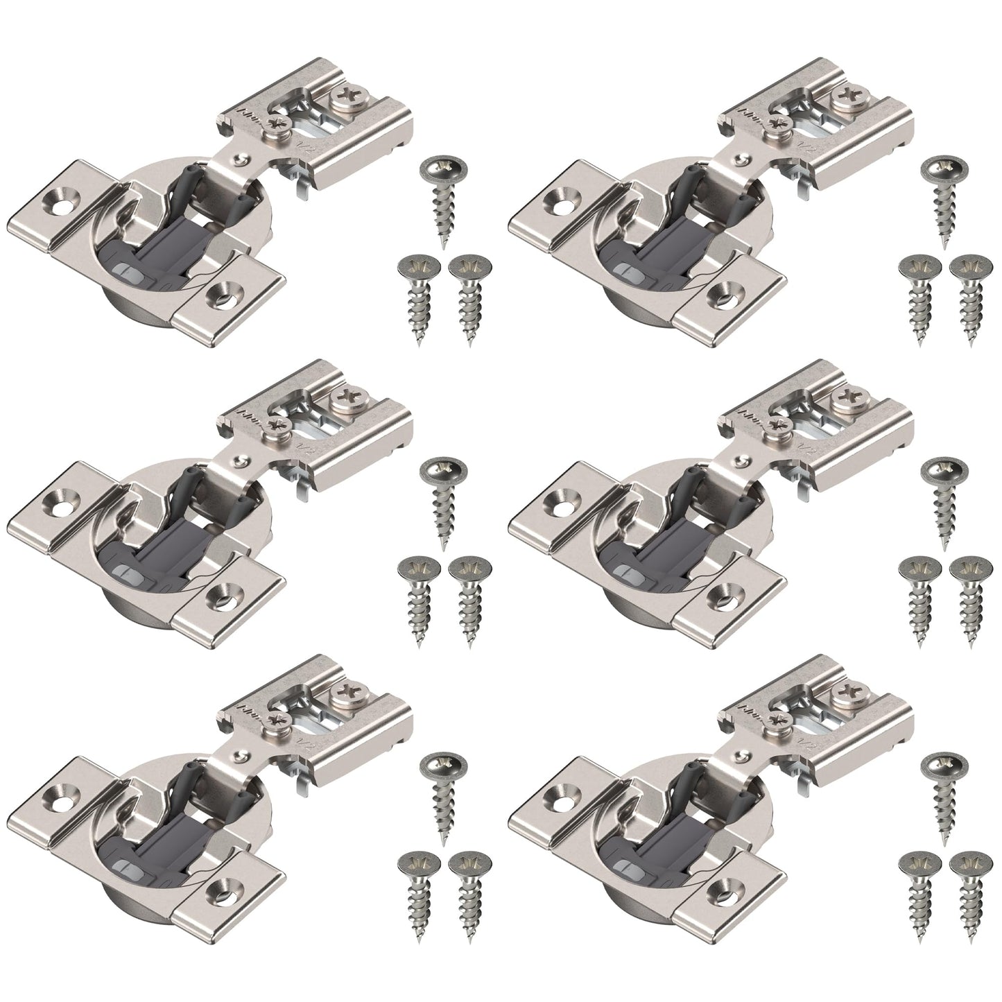 Blum Compact BLUMOTION Hinge (3 Kits), 1/2" Overlay, 105° Opening Angle, Steel, Integrated Soft-Close Hinges for Face Frame Cabinets