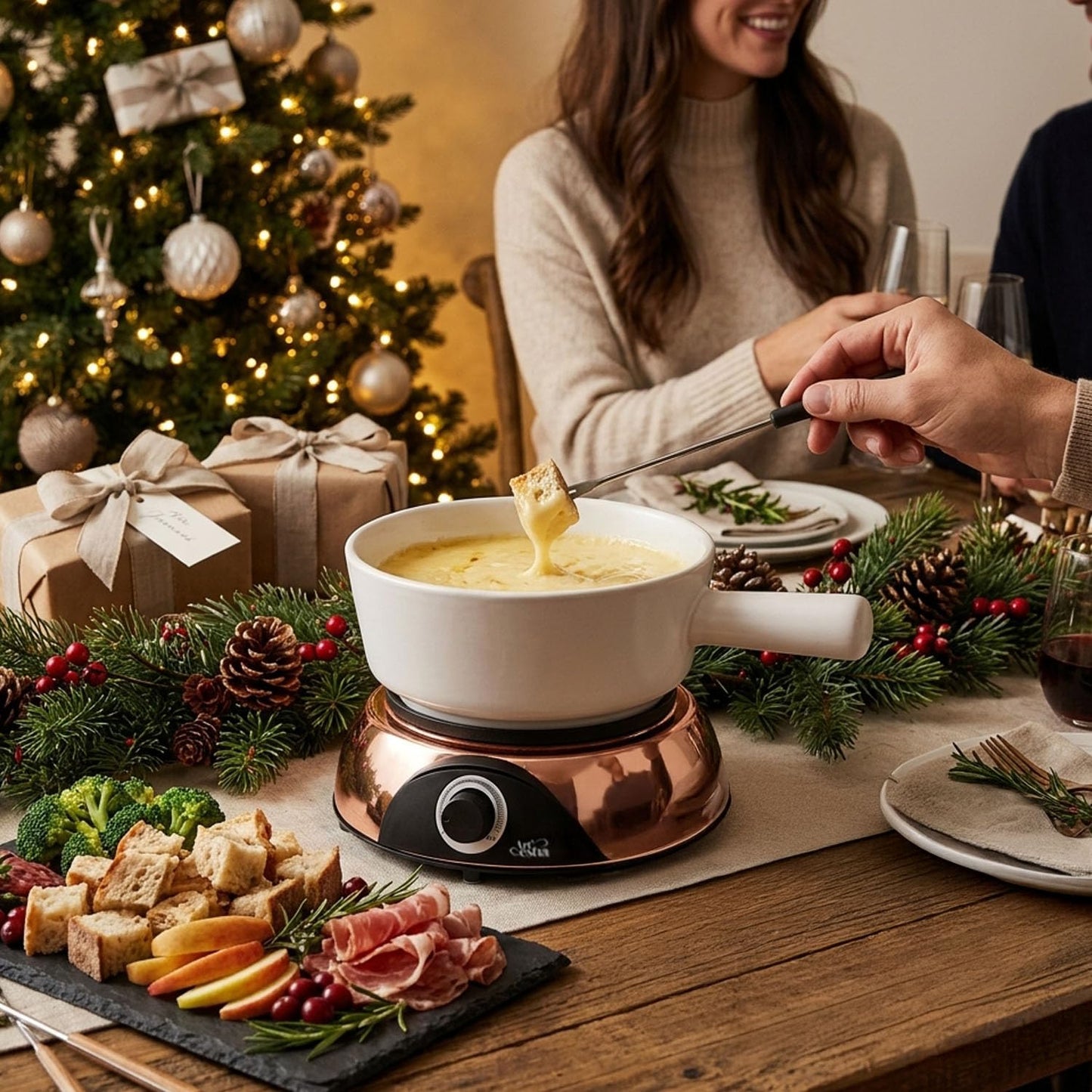 Artestia Electric Dip Warmer & Fondue Pot with Adjustable Temperature – Multi-Purpose Cheese Dip, Queso, Nacho Cheese Sauce, Gravy, Broth Fondue & Hot Fudge Warmer for Parties, White