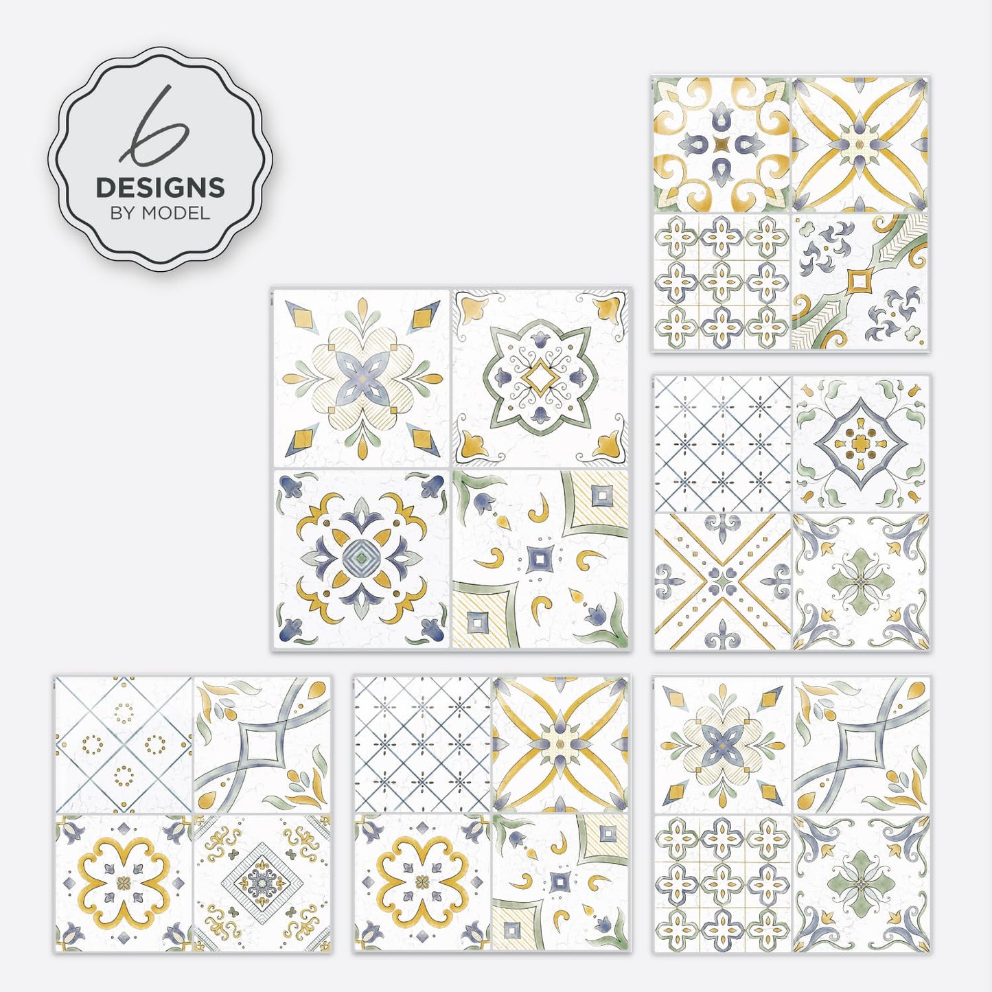 SMART TILES Peel and Stick Backsplash - 5 Sheets of 9" x 9" - 3D Adhesive Peel and Stick Tile Backsplash for Kitchen, Bathroom, Wall Tile