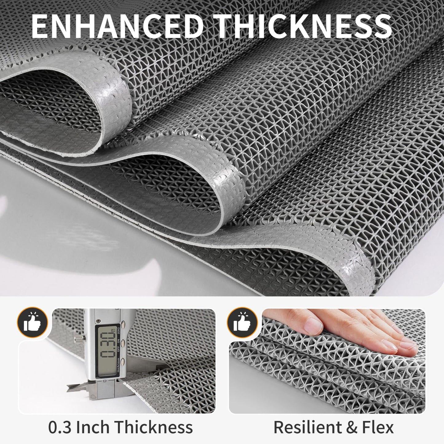 QiCaiJia Front Door Mat 20''x31'', Drainage Heavy Duty Dirt Trapping Non-Slip Doormats, Outdoor Rubber Floor Mats, Restaurant Commercial Kitchen Industral Pool Entrance Bar Wet Area, Grey