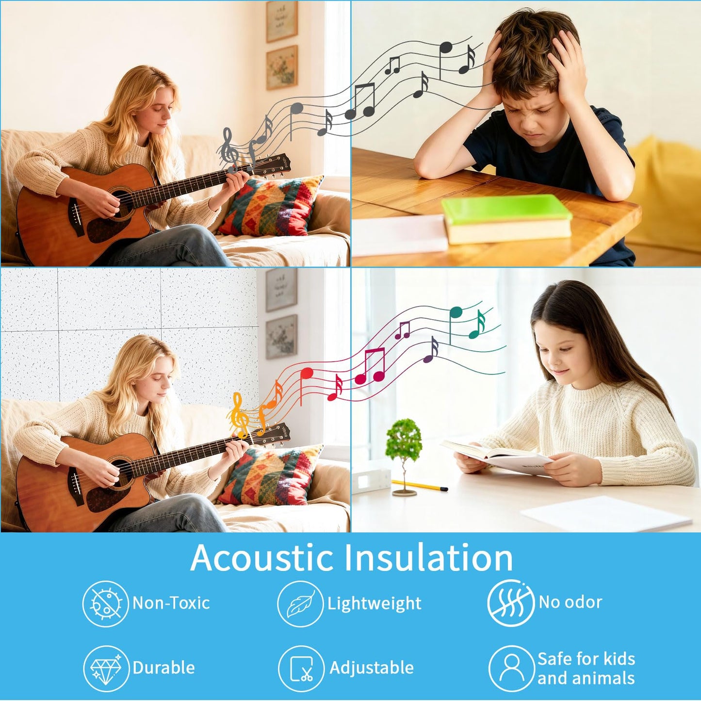 Art3d Pro Drop Ceiling Tiles 2ft x 2ft, 12-Pack Waterproof Polyester Ceiling Panels for Office Basement Kitchen Recording Room, Reusable,Covers 48 Sq.Ft, White Stucco Printing