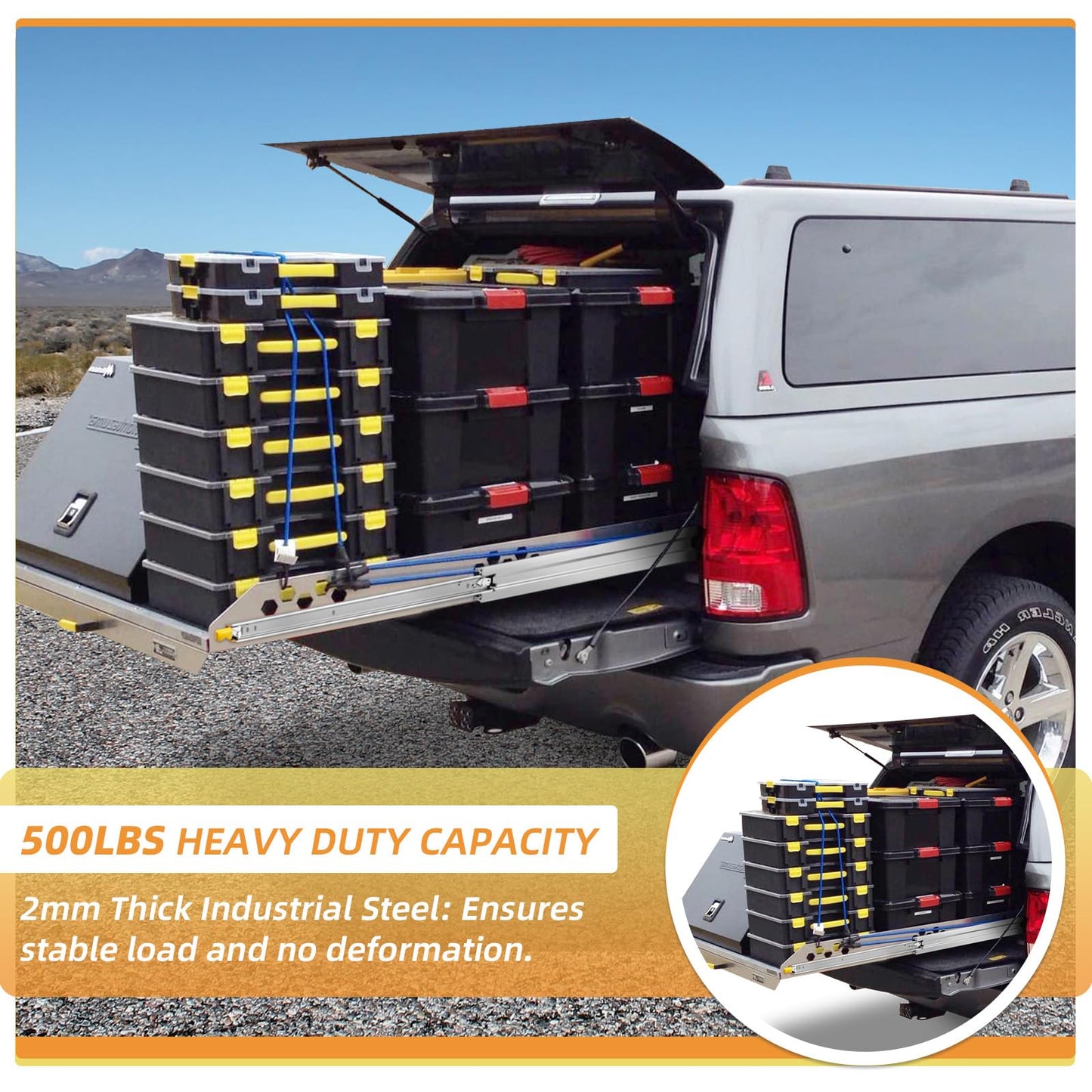 VAGUDE with Lock Heavy Duty Drawer Slides 12 14 16 18 20 22 24 26 28 30 32 34 36 40 44 48 52 56 60 Inch 500 Lbs Side Mount Full Extension Ball Bearing Rails Rail Tool Box Runner-W:76mm, 12 Inch