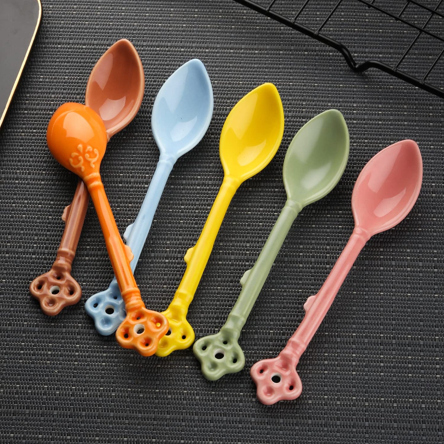 Ceramic Espresso Demitasse Spoons Set of 6 for Coffee, Dessert, Tea, Ice Cream