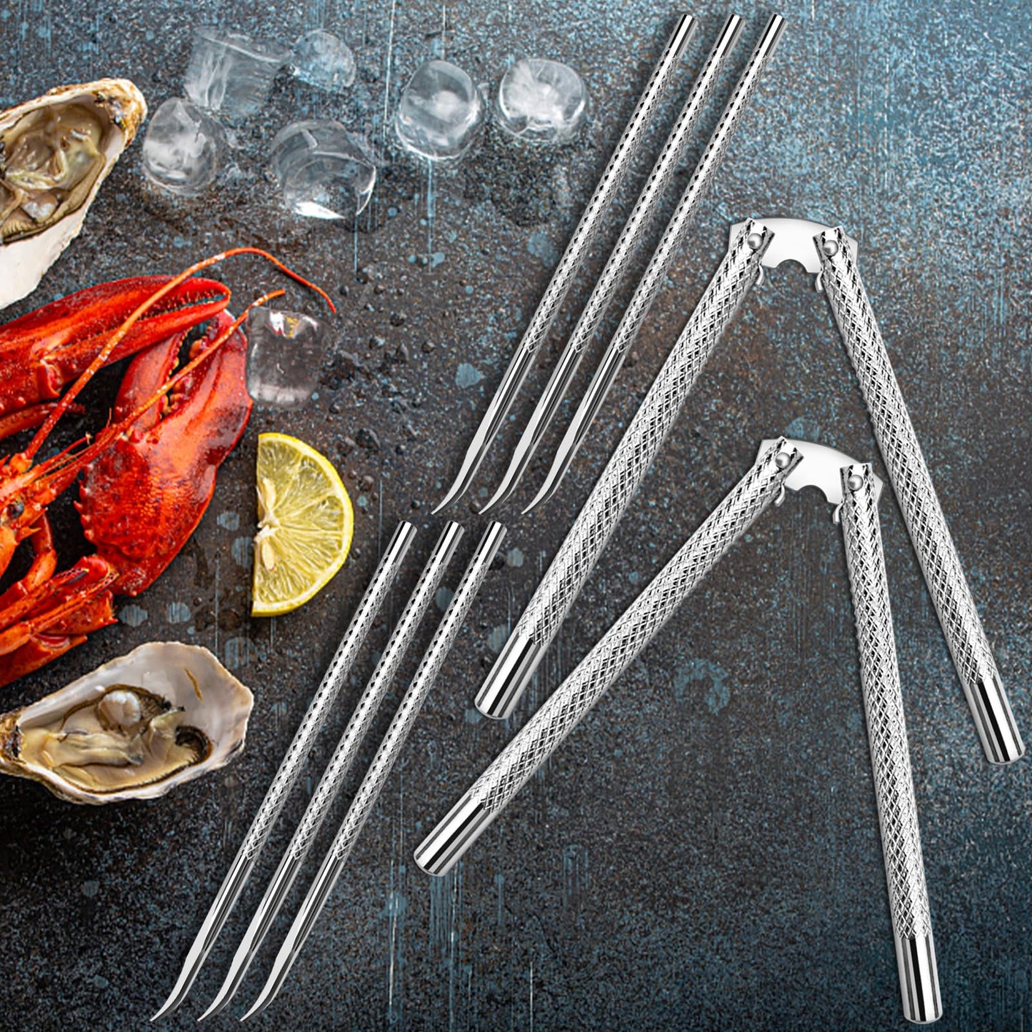 Artcome 3 Pcs Nutcracker Stainless Steel Set with 6 Picks for Nuts & Seafood Lovers