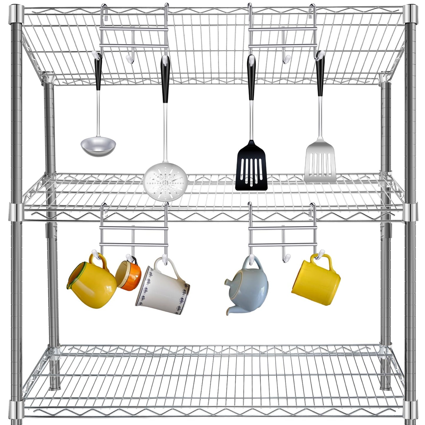 MorningRo 2 Pack Additional Wire Shelf for Wire Shelving Units Chrome Finish Shelving Weight Capacity 600-800 Lb, Heavy Steel Industrial for Warehouses, Closets, Kitchen(Sliver,14" W X 36" L)
