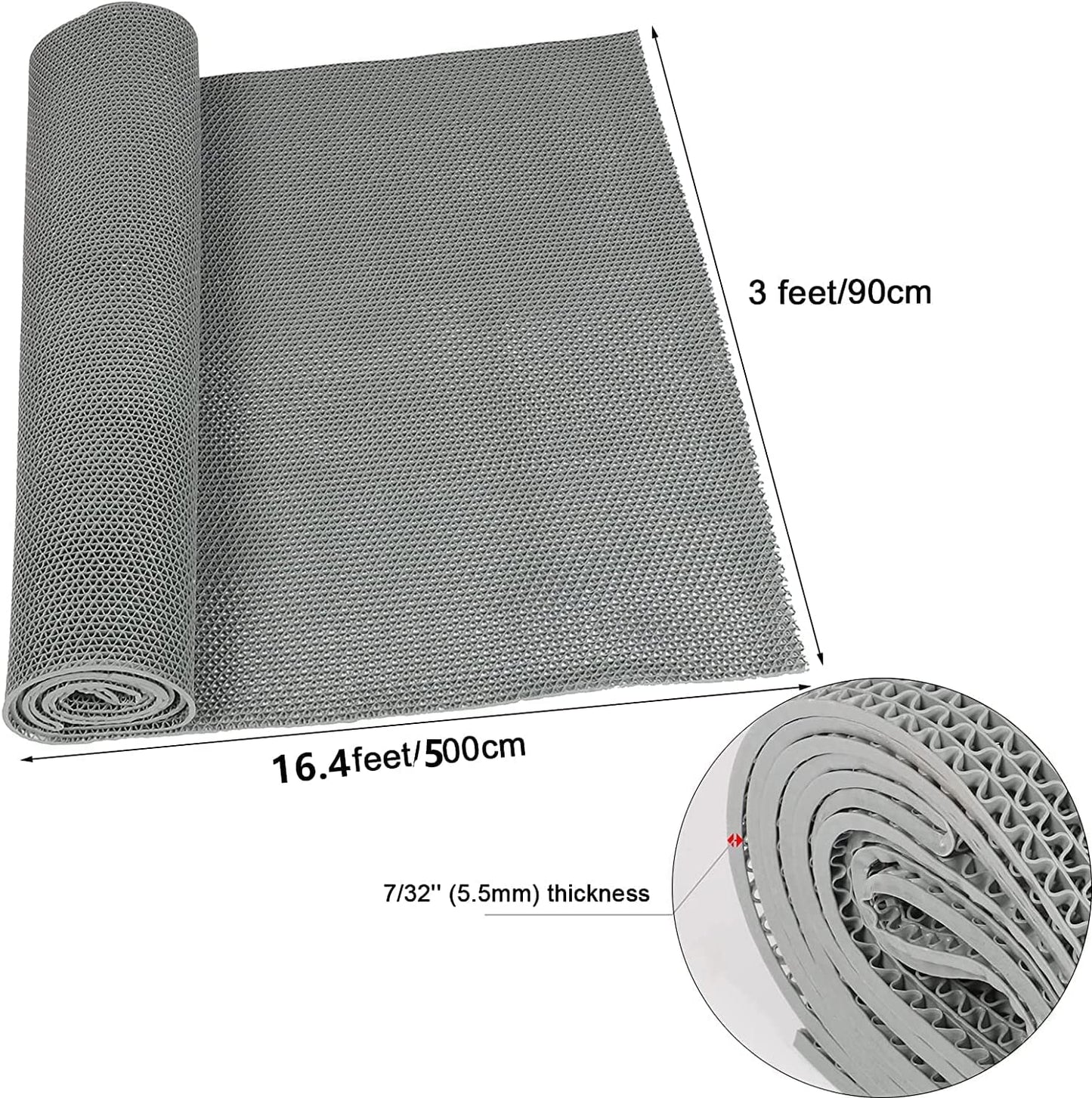 jxgzyy Commercial Drainage Mat PVC Non Slip Wet Area Commercial Floor Mat 3x16.4 Ft 0.22'' Thick Pool Drain Floor Mat Roll for Restaurant Bars Bathroom Patio Outdoor Indoor Rug (Grey)