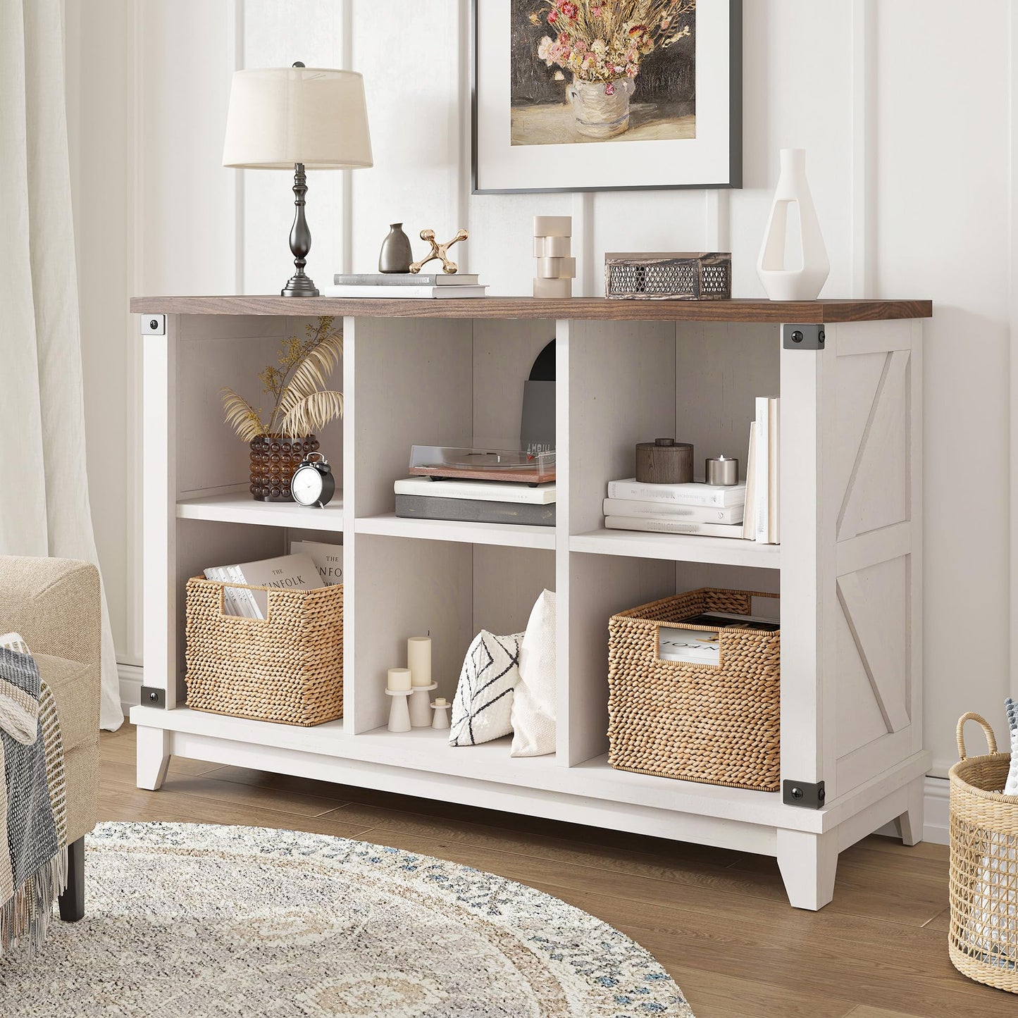 EnHomee 6 Cube Storage Organizer and Shelf, Cube Storage Shelf,White Bookshelf with Storage for Bedroom and Home Office