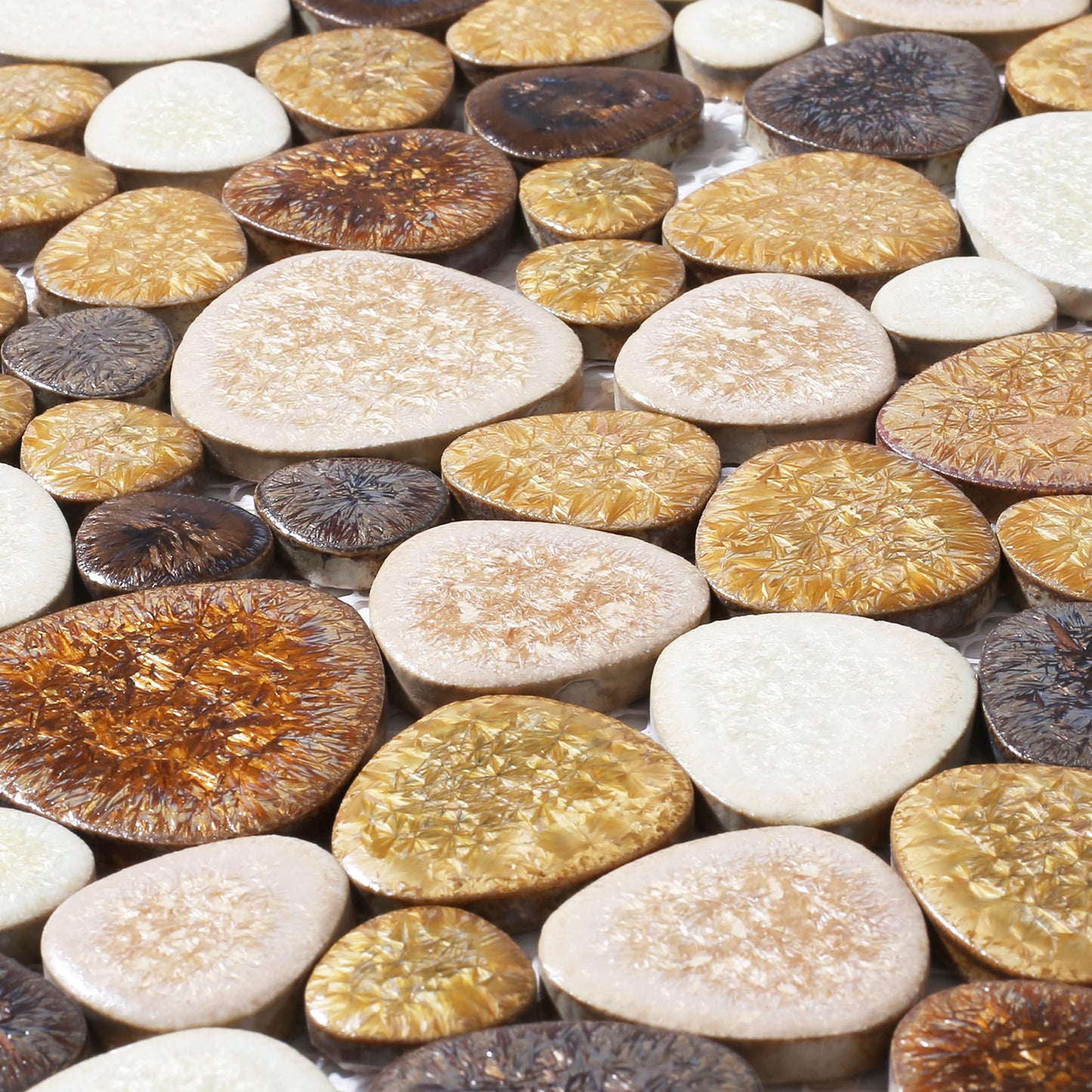Parrotile Yellowstone Matte Pebbles Mosaic Tile for Shower Floor Bathroom Floor Tiles Non Slip [5 Sheets]