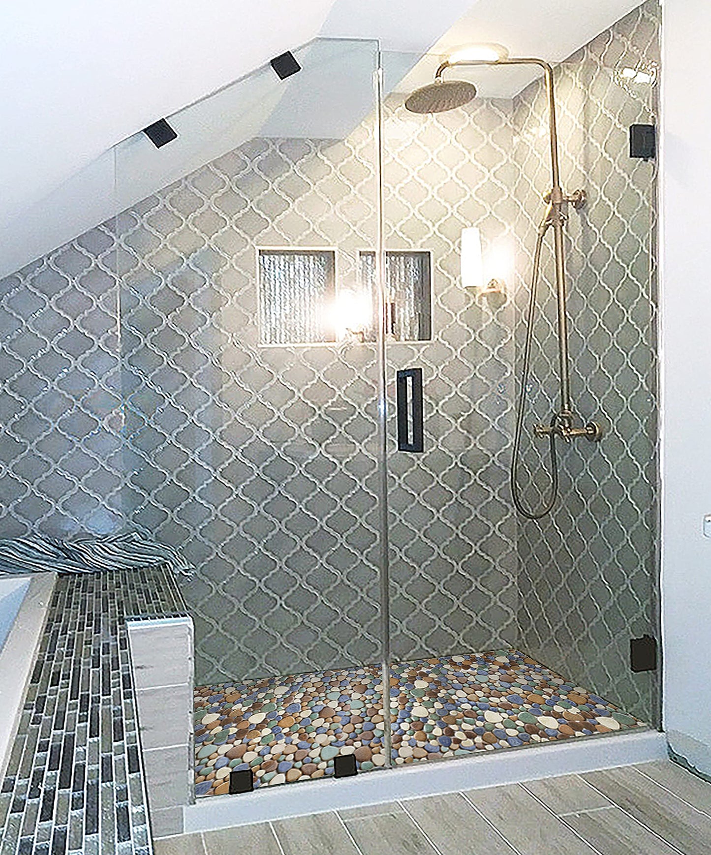 Parrotile Matte Pebble Tiles for Shower Floor Mosaic Tile for Bathroom Wall Backsplash Floor Non Slip [5 Sheets]