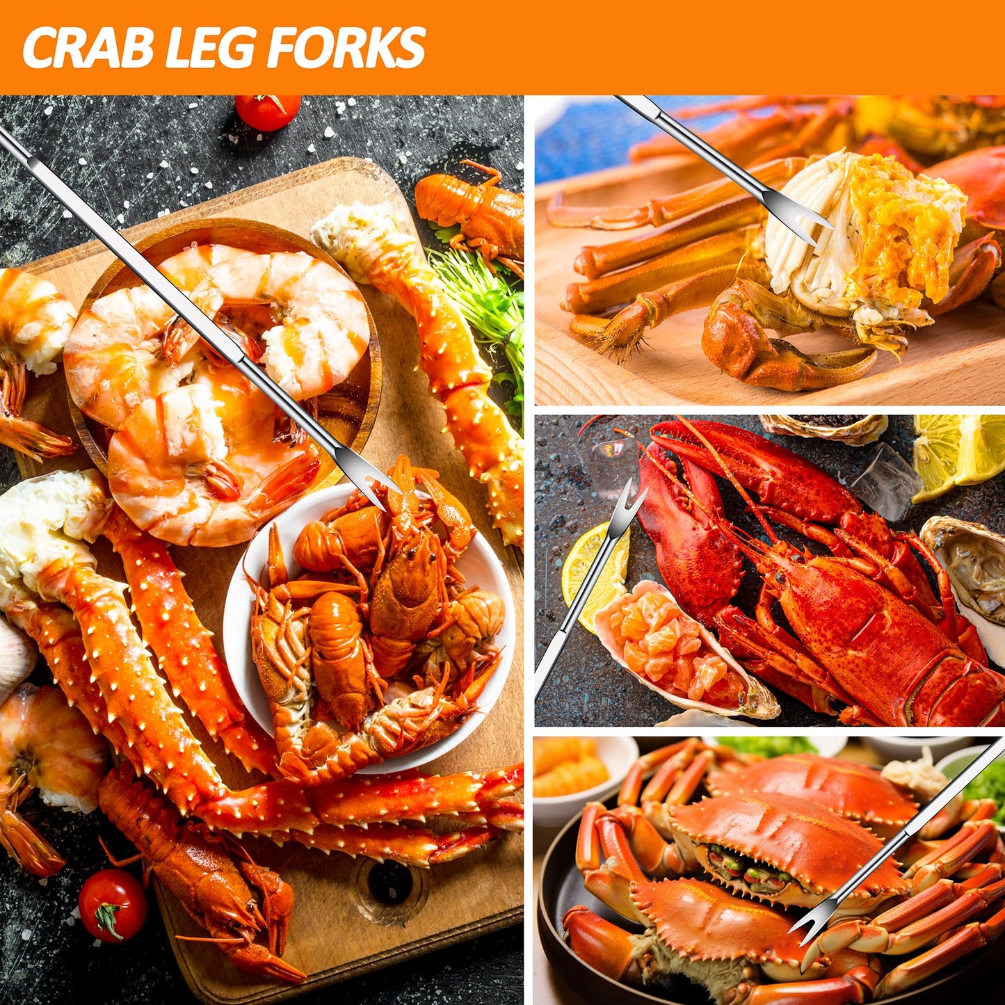Seafood Crab Crackers and Tools, 21 Pcs Crab Leg Crackers Tools, Lobster Crackers and Picks Set, Crab Utensils Seafood Tools, Crab Forks Scissors Lobster Shellers, mobzio Nut Cracker Set for Crab Legs