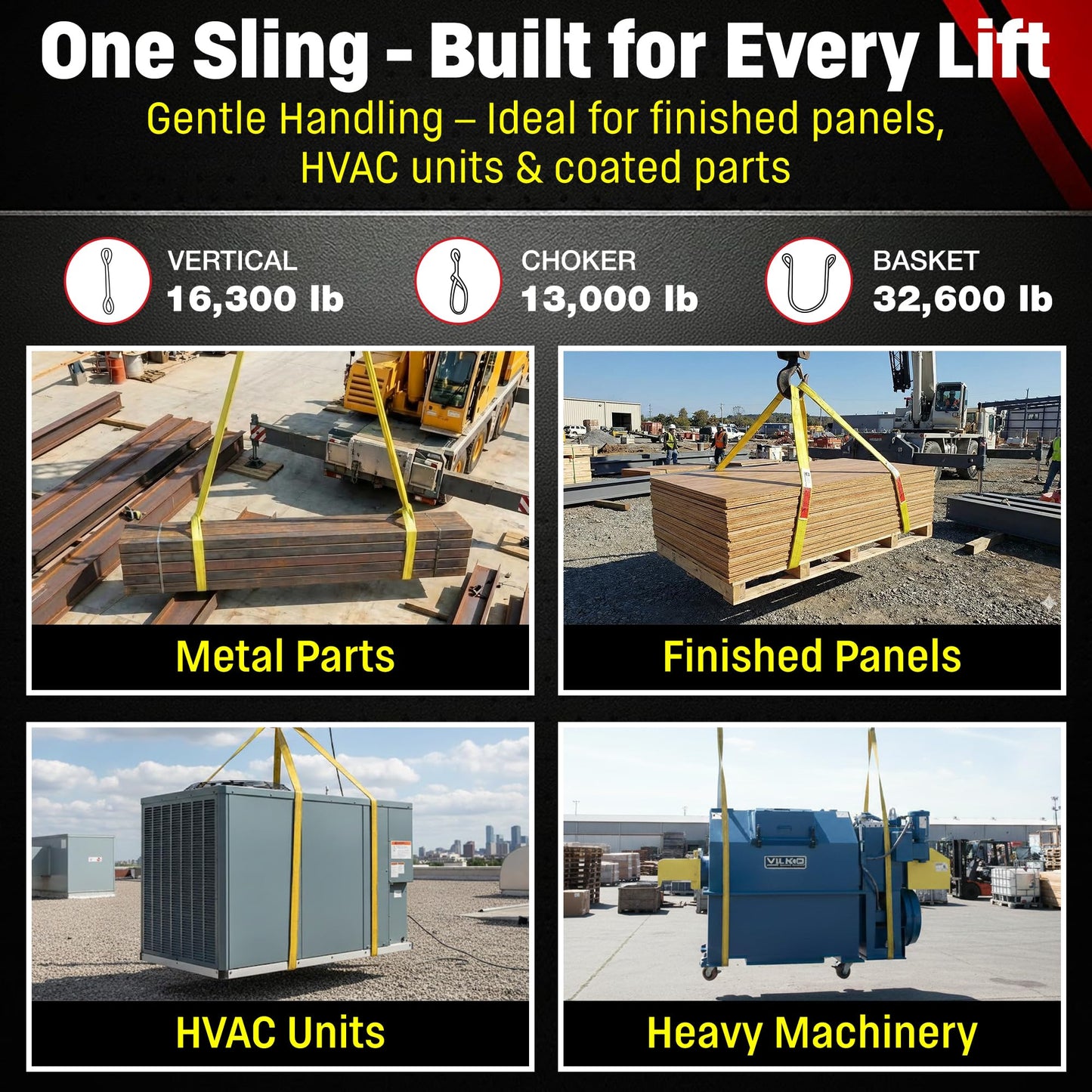 DD Sling 6 Inch x 8 Foot Nylon Lifting Sling – USA Made, 16,300 lb Vertical, 13,000 lb Choker, 32,600 lb Basket – 2-Ply Heavy Duty 900 Webbing, Type 3 Flat Eye & Eye Rigging Sling