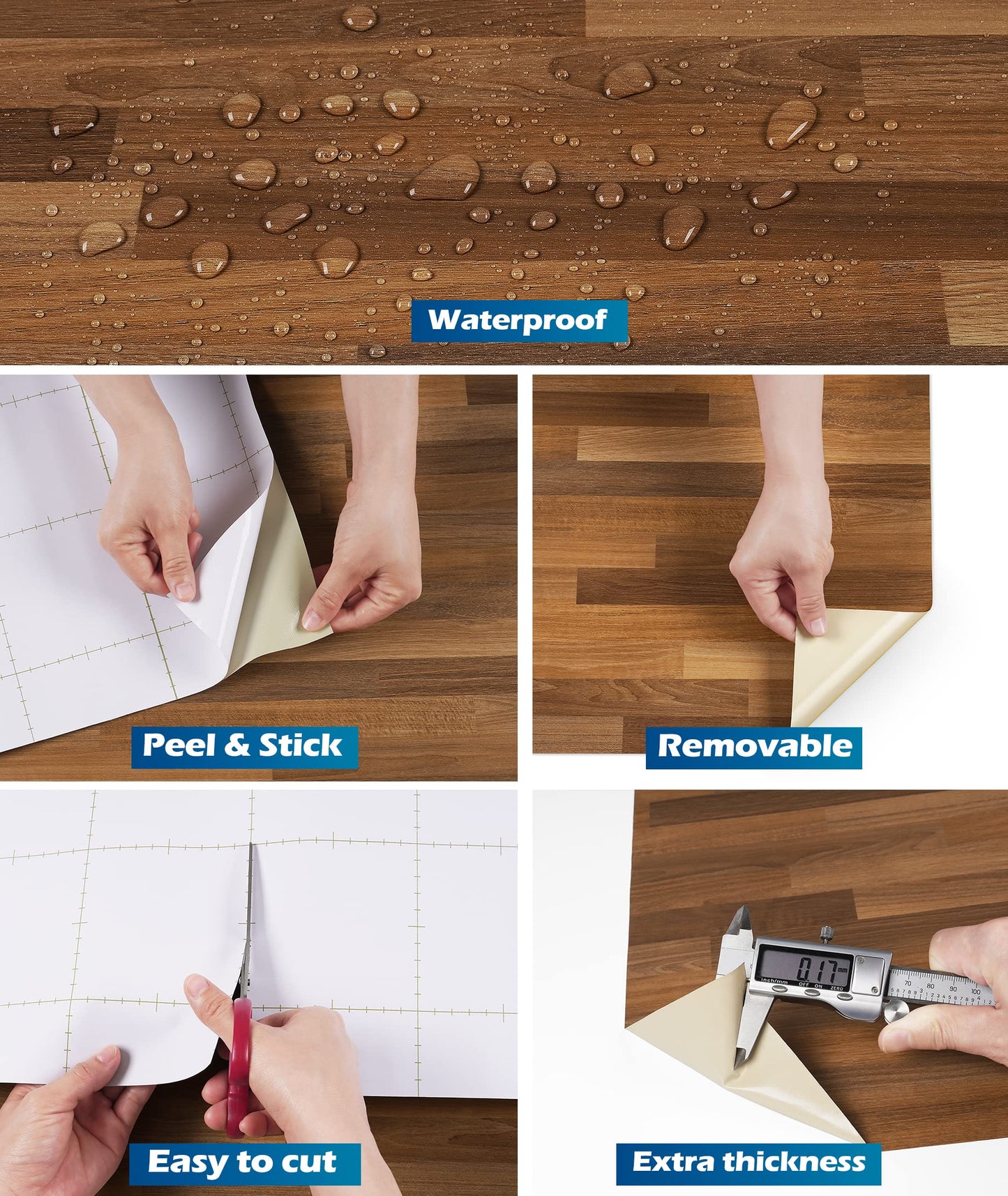 FunStick 36"x200" Large Butcher Block Countertop Contact Paper Waterproof Brown Wood Contact Paper for Cabinets Peel and Stick Countertops Wood Wallpaper for Kitchen Counter Top Covers Desk Vinyl Wrap