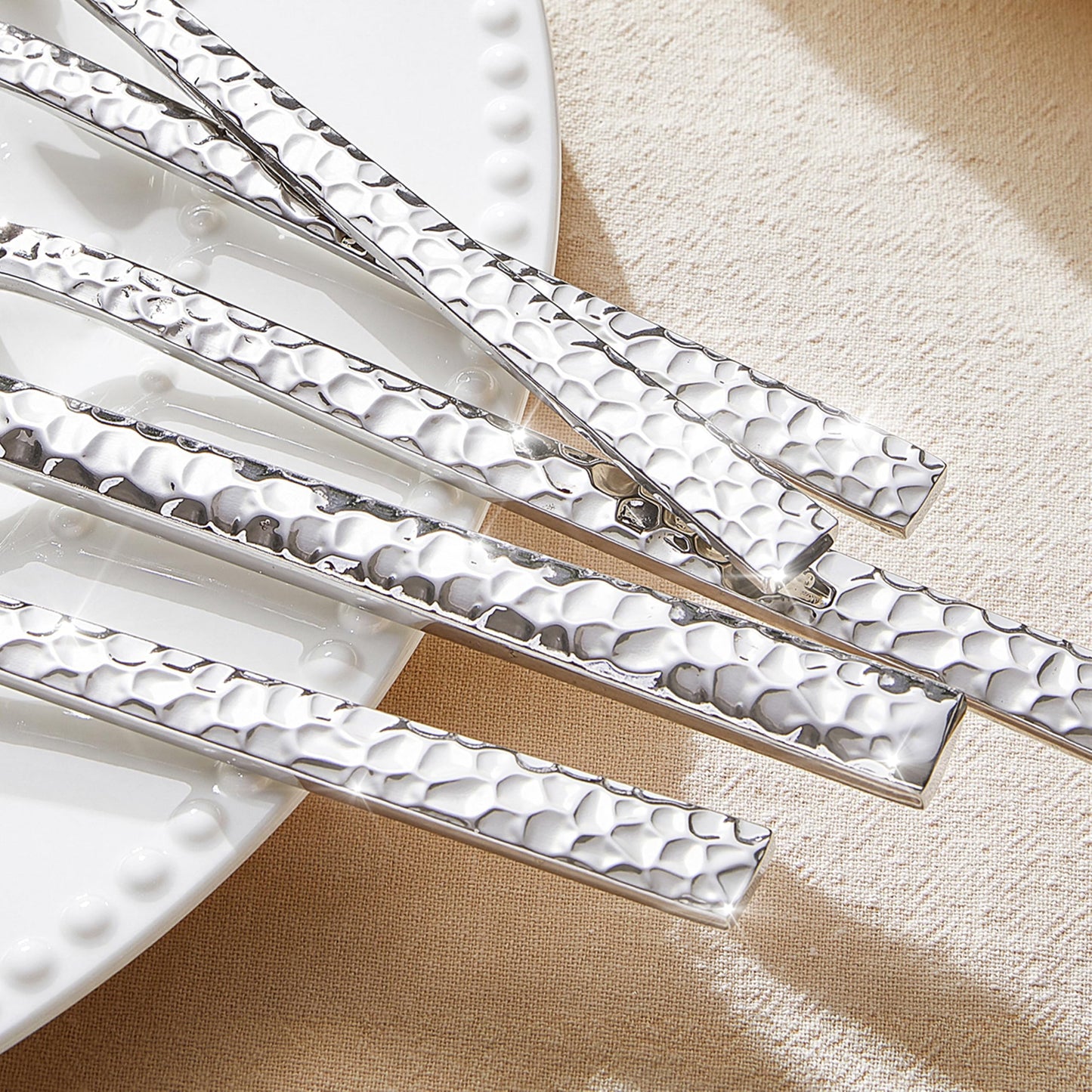 KINGSTONE 8.09-inches Hammered Dinner Spoons Set, 12-Piece 18/10 Stainless Steel Tablespoons, Food Grade Silverware Spoons for Home, Kitchen, Weddings, Parties or Restaurant, Dishwasher Safe