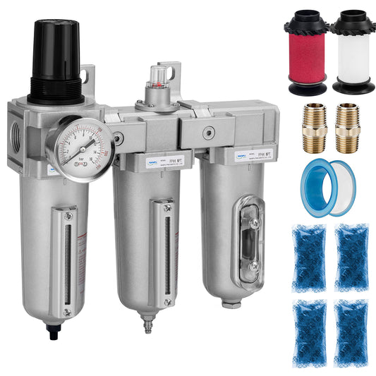 NANPU 1/2" NPT Air Compressor Filter Dryer Regulator – Industrial 3-Stage Compressed Air Dryer & Water/Oil Separator, Coalescing Filter, Desiccant, Auto Drain – for Painting, Plasma Cutter