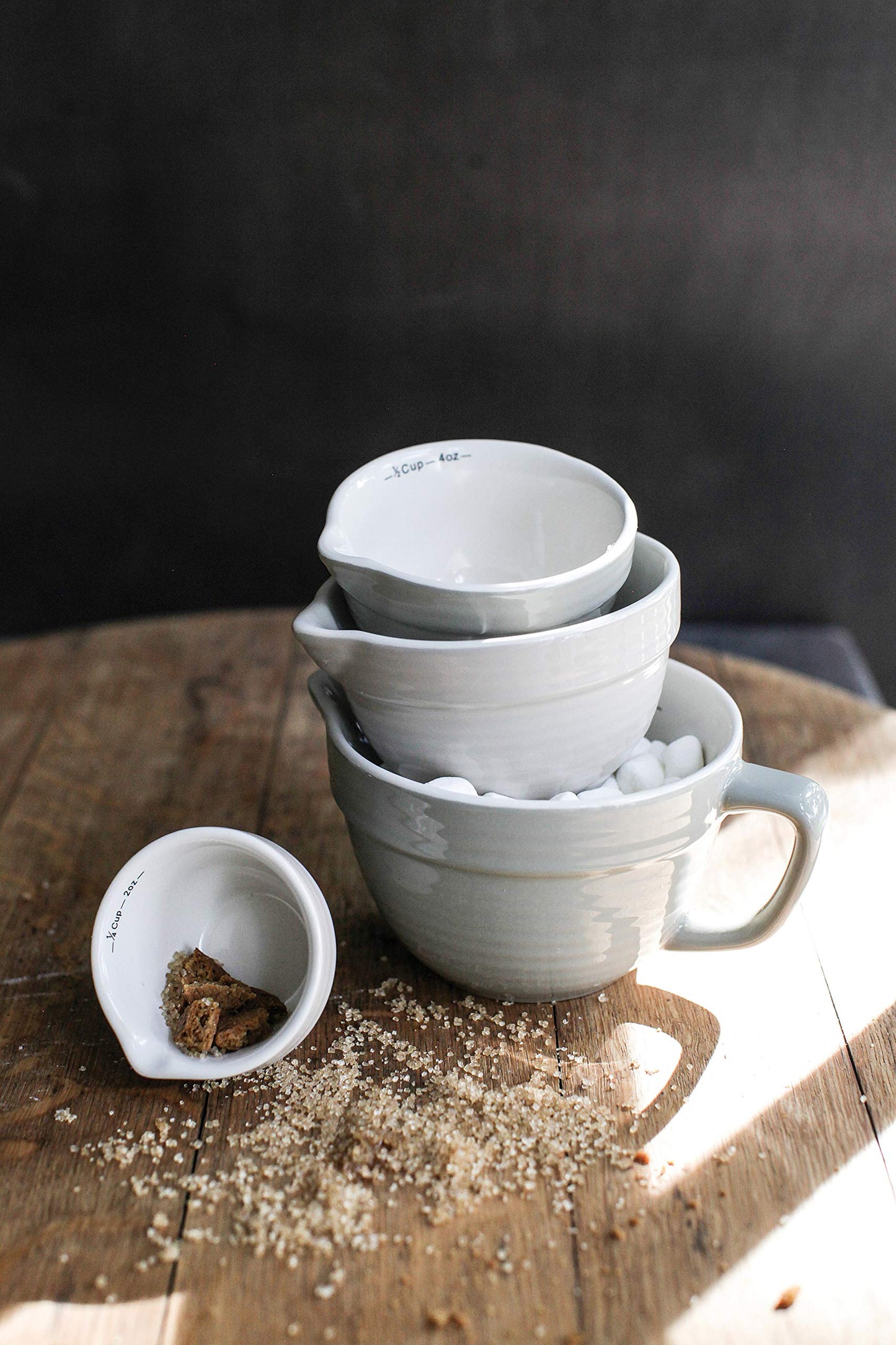 Creative Co-Op Batter Bowl Shaped Measuring Cups in Greys (Set of 4 Sizes)