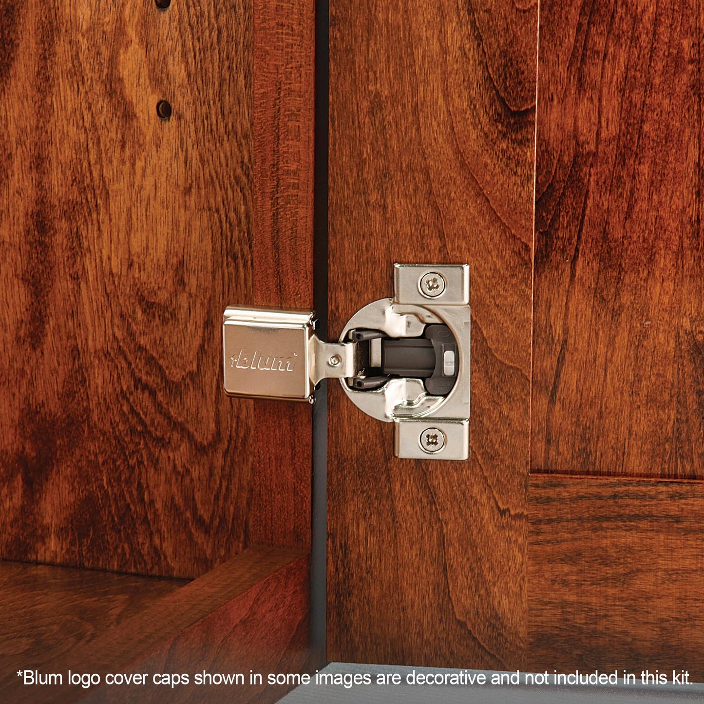 Blum Compact BLUMOTION Hinge (3 Kits), 1/2" Overlay, 105° Opening Angle, Steel, Integrated Soft-Close Hinges for Face Frame Cabinets