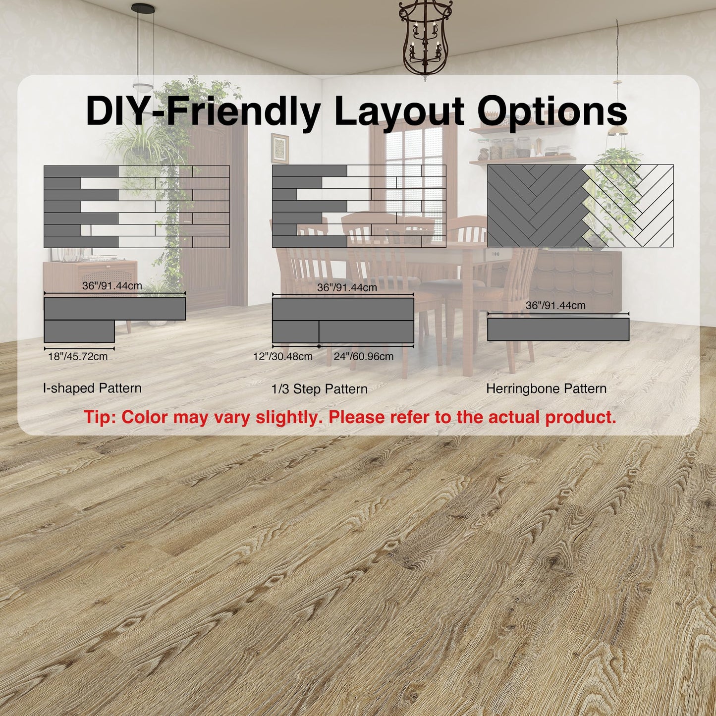 MULGREAT Peel and Stick Floor Tile, 54 Sq.Ft 36 Pieces 36"x6" Long Vinyl Flooring, 1.5mm Thick Waterproof Renter Friendly Self Adhesive Vinyl Plank Flooring for Bedroom RV Kitchen (Linen Oak)