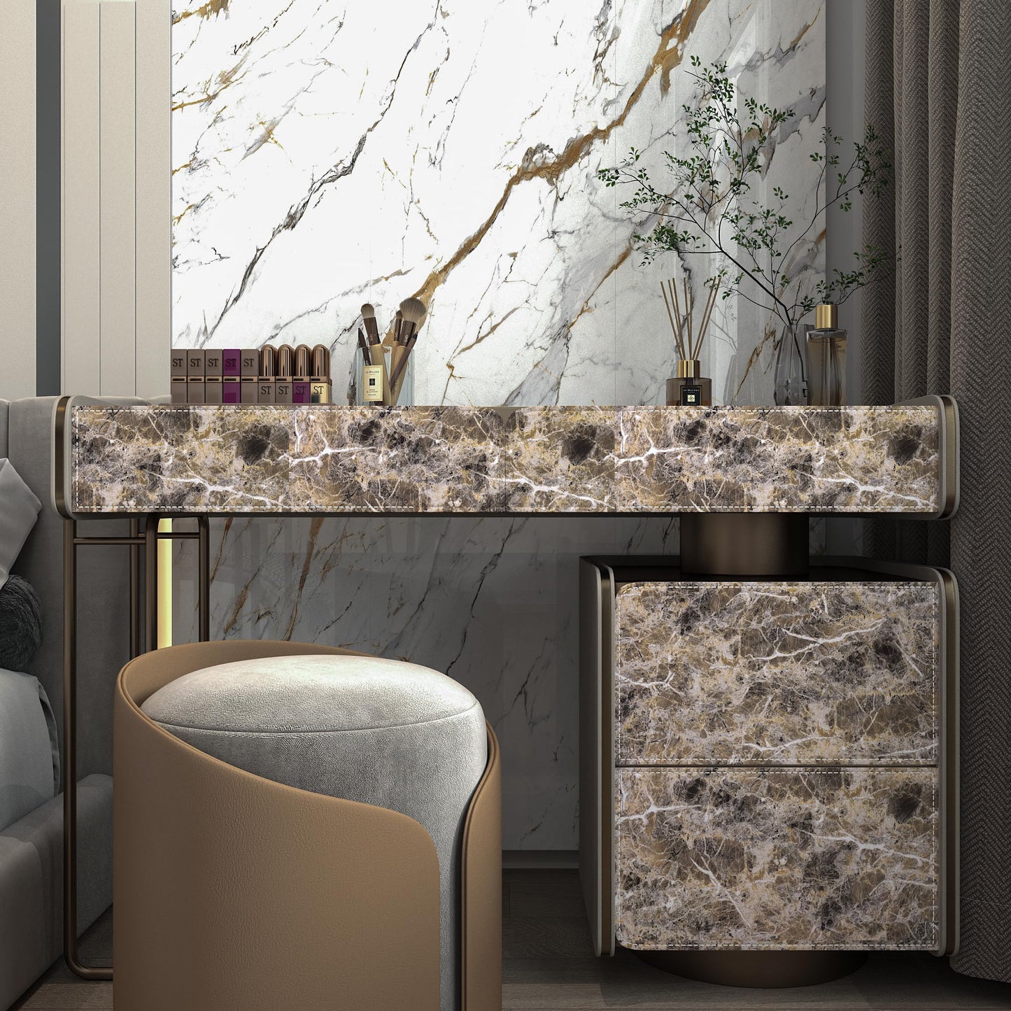 BAYYA Brown Marble Paper Granite Peel and Stick Kitchen Backsplash Wallpaper Matte Marble Vinyl Wrap Waterproof Table Sticker Cover Self Adhesive Contact Paper for Countertops Counter Vinyl Film