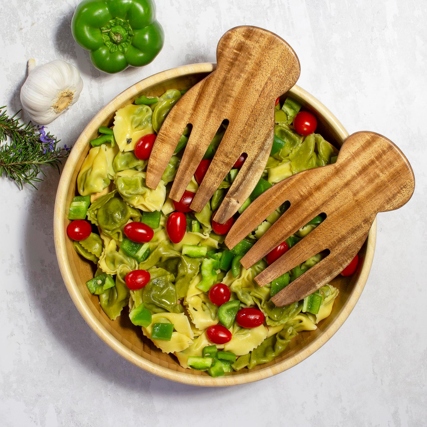 TB Home Salad Hands – Acacia Wood Salad Serving Utensils for Tossing & Serving