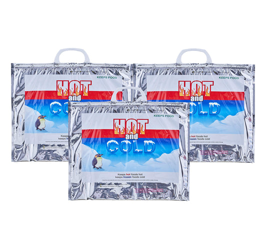 Superio Hot and Cold Insulated Bags for Food Delivery, Grocery Shopping Bags, Food Storage for Hot and Frozen Food for Travel, Disposable Cooler Bag, Reinforced Thermal Lunch Bag (3, 15.5"x13")