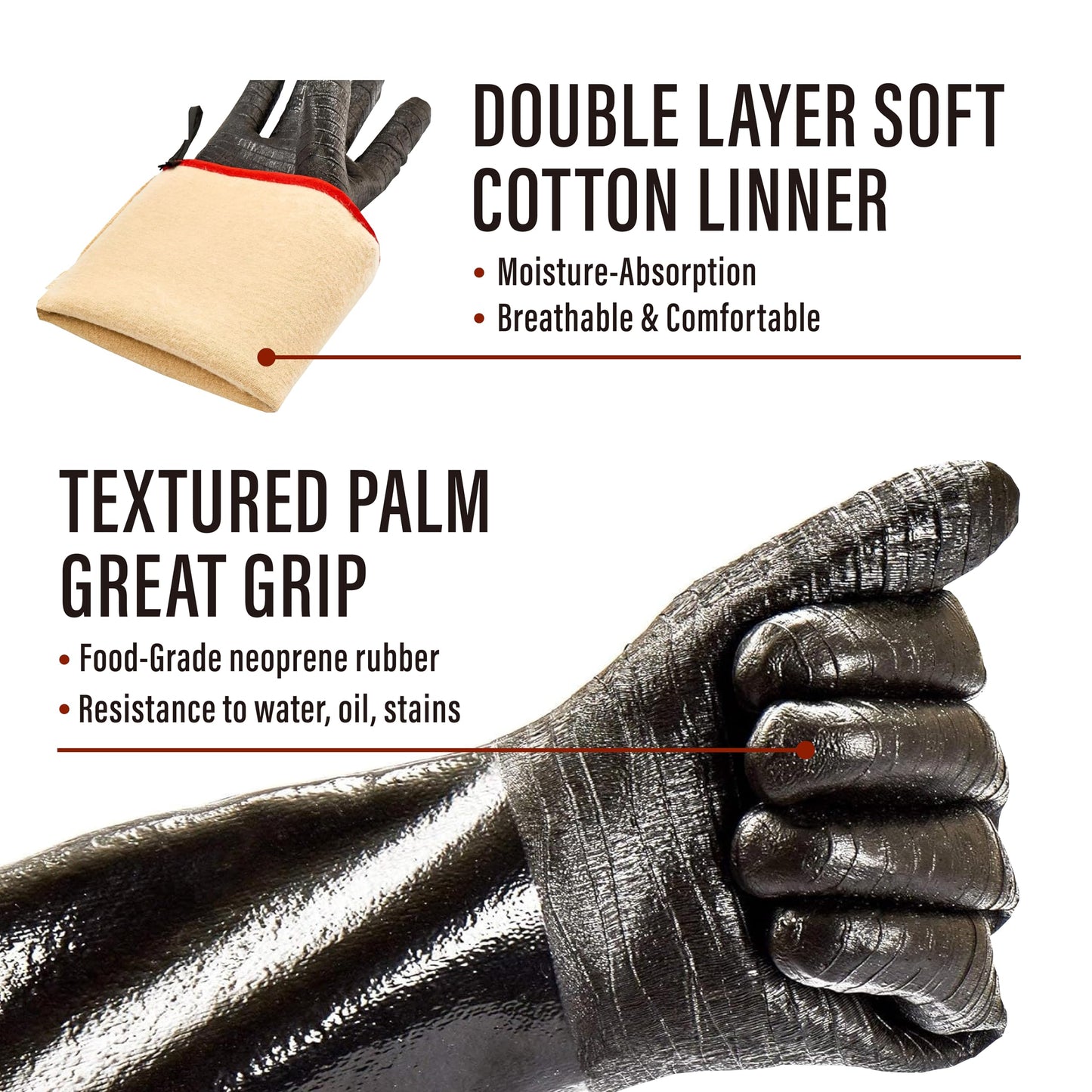 RAPICCA 932°F Heat Resistant BBQ Grill Gloves: Oil Resistant Waterproof for Smoking Grilling Cooking Barbecue Deep Frying Turkey Rotisserie Handling Hot Greasy Meat | Great Stocking Stuffers for Men