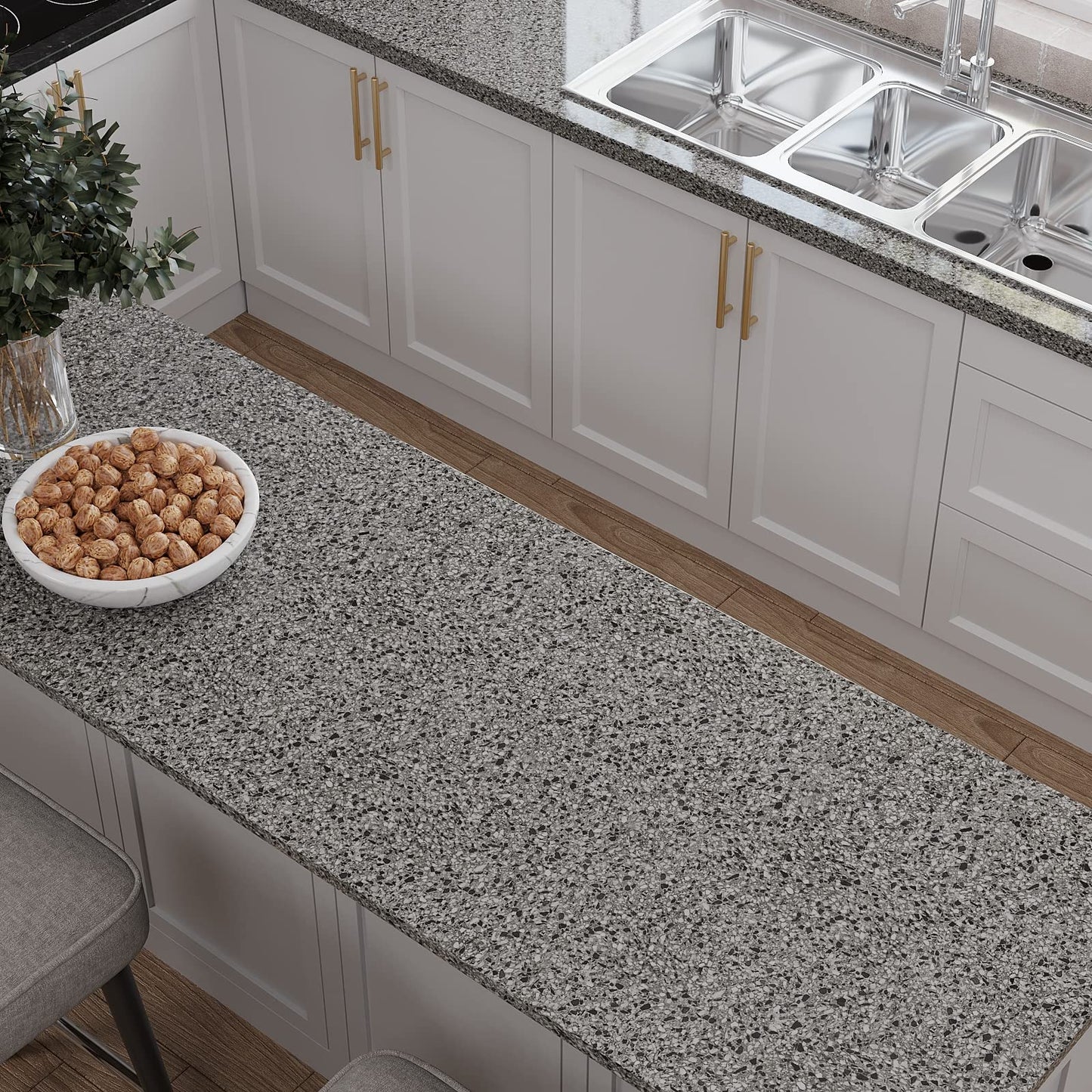 VEELIKE Dark Granite Contact Paper for Countertops Waterproof Peel and Stick Countertops Marble Contact Paper 354''x32'' Wide Marble Wallpaper Peel and Stick Countertop Paper for Kitchen Bathroom Desk