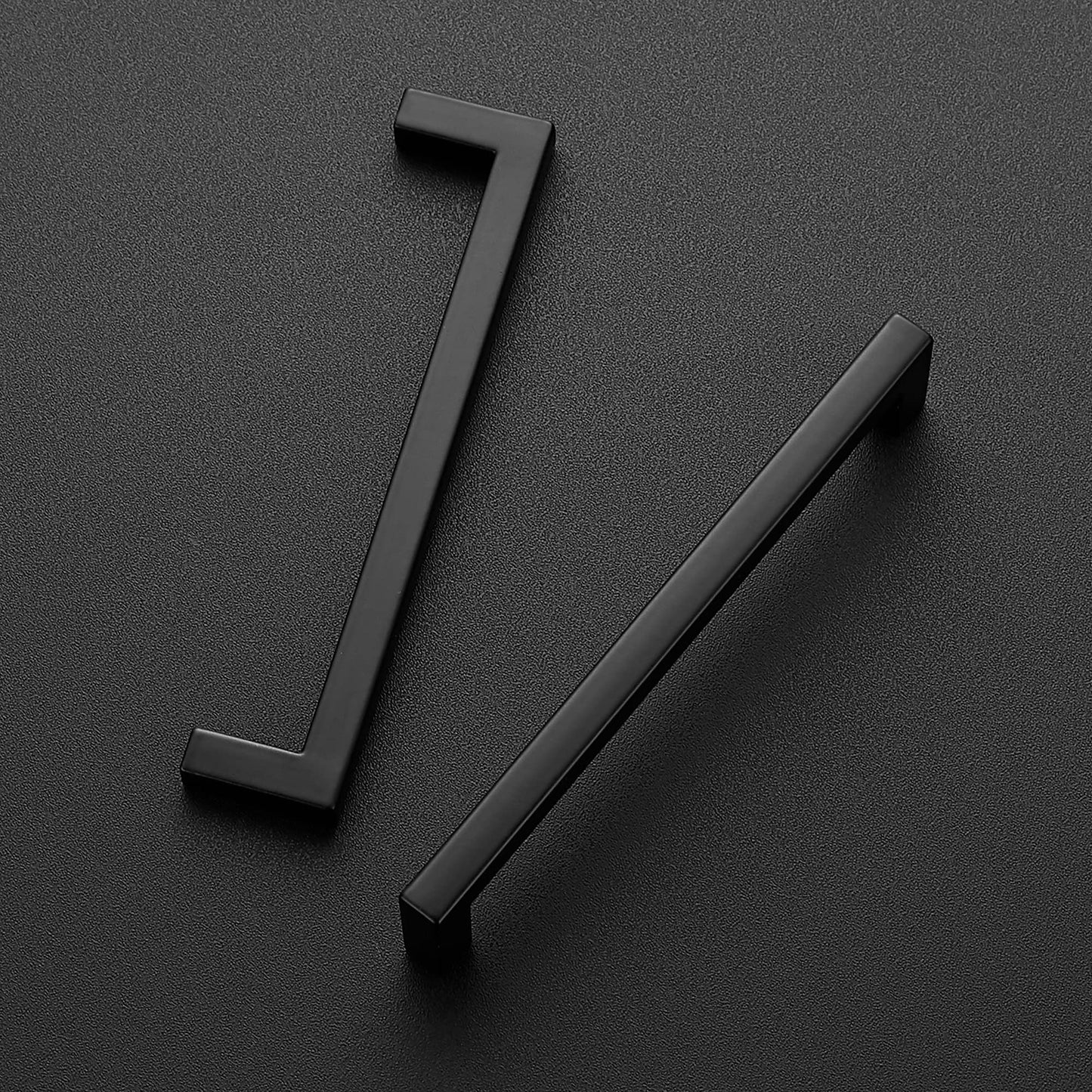 Ravinte 10 Pack Solid Kitchen Cabinet Handles Matte Black Cabinet Pulls Slim Drawer Pulls with 5 Inch Hole Center Square Bar Kitchen Cabinet Hardware