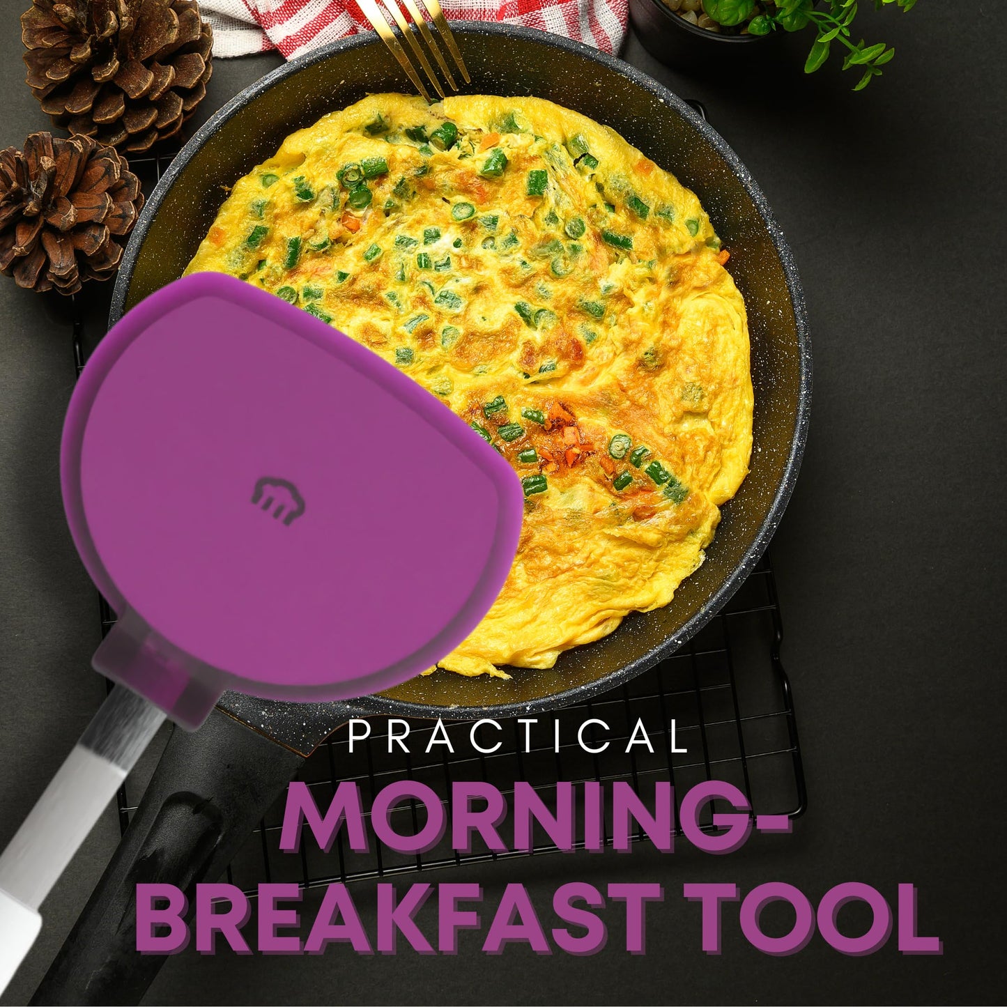 Wide Pancake Spatula Flipper - Heat Resistant Extra Large Silicone Turner for Non-Stick Cookware & Griddle - Perfect for Crepes & Eggs - Ideal Big Baking Tool for Women Who Love to Bake by KPKitchen