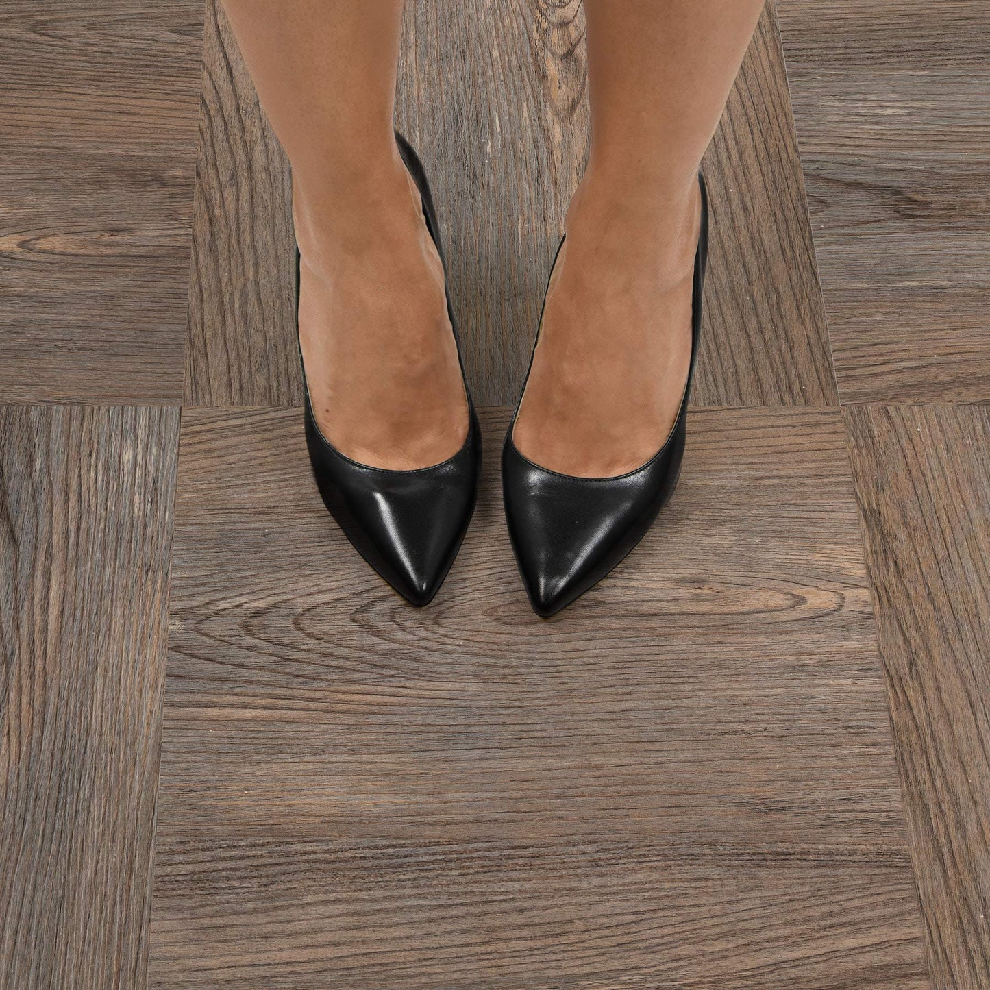 FloorPops Knotting Hill Peel and Stick Floor Tiles, Brown, Wood-Look Vinyl Floor Tiles, 12 in x 12 in, Pack of 10