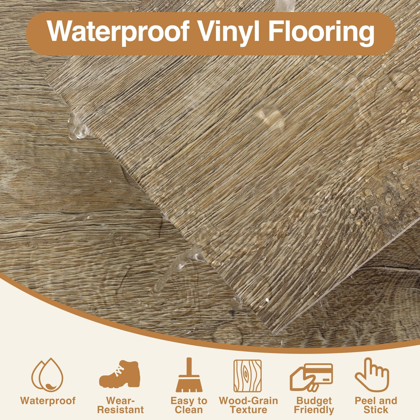 MULGREAT Peel and Stick Floor Tile, 54 Sq.Ft 36 Pieces 36"x6" Long Vinyl Flooring, 1.5mm Thick Waterproof Renter Friendly Self Adhesive Vinyl Plank Flooring for Bedroom RV Kitchen (Linen Oak)