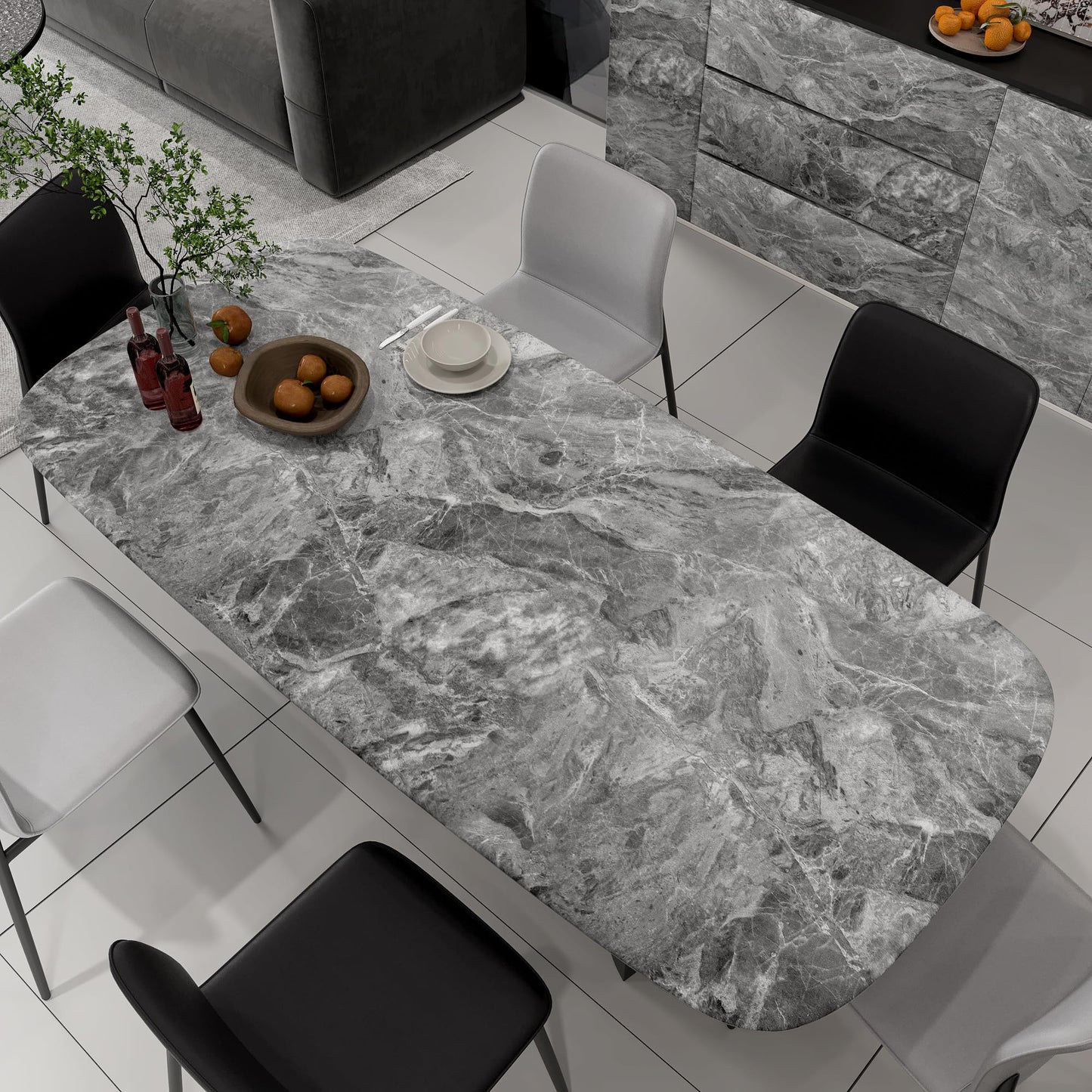 TOTIO Gray Marble Contact Paper Textured Grey Granite Wallpaper Peel Stick Countertop Contact Paper Removable Waterproof Adhesive Thick Matte Marble Look Wall Paper Roll Kitchen Table Vinyl Wrap